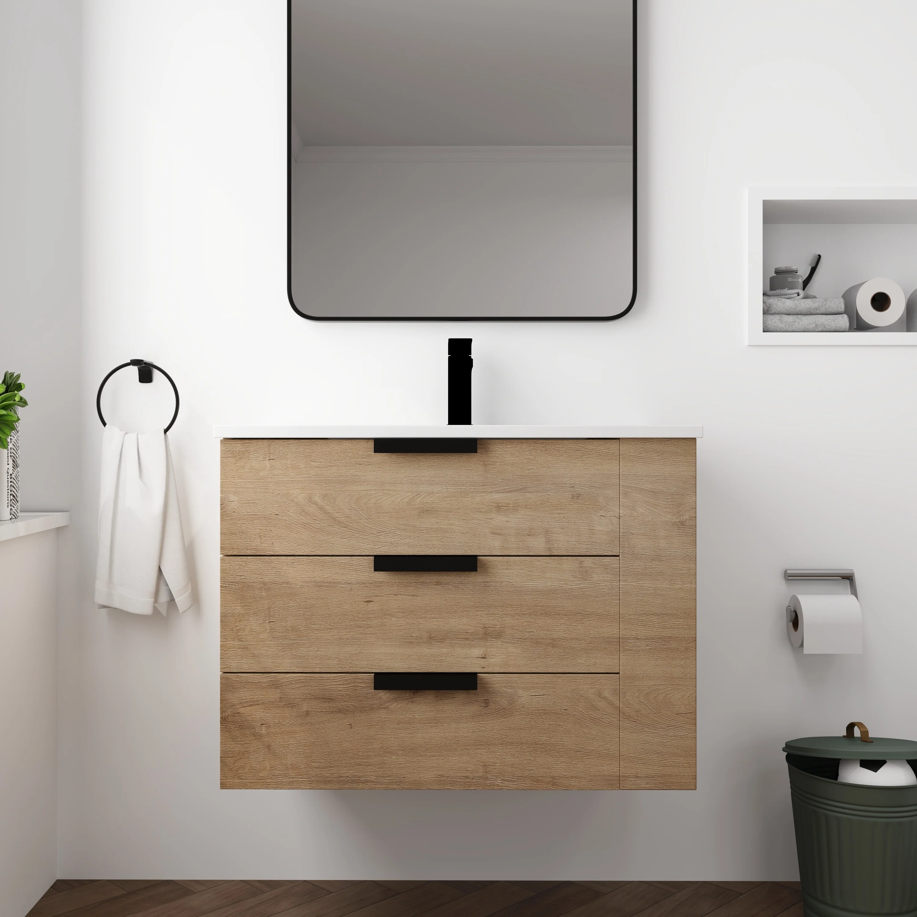Beingnext 30''/36'' Single Sink Floating Bathroom Vanity with Soft Close Drawer and Adjustable Shelf