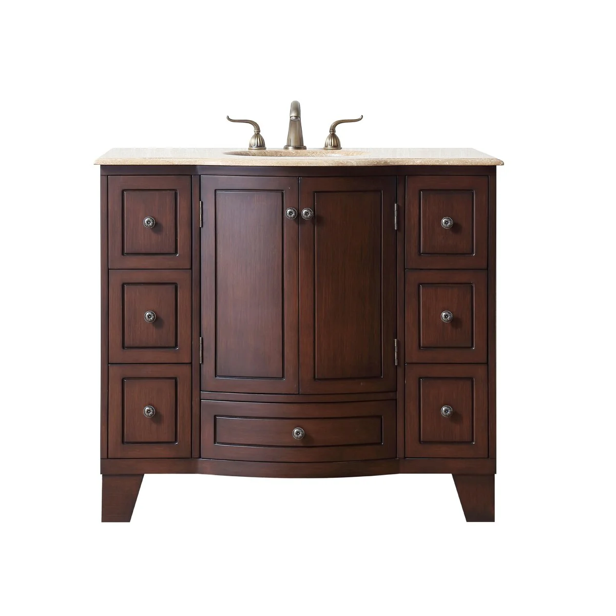 Stufurhome Alandra 40 Inches Dark Cherry Single Sink Bathroom Vanity - 40