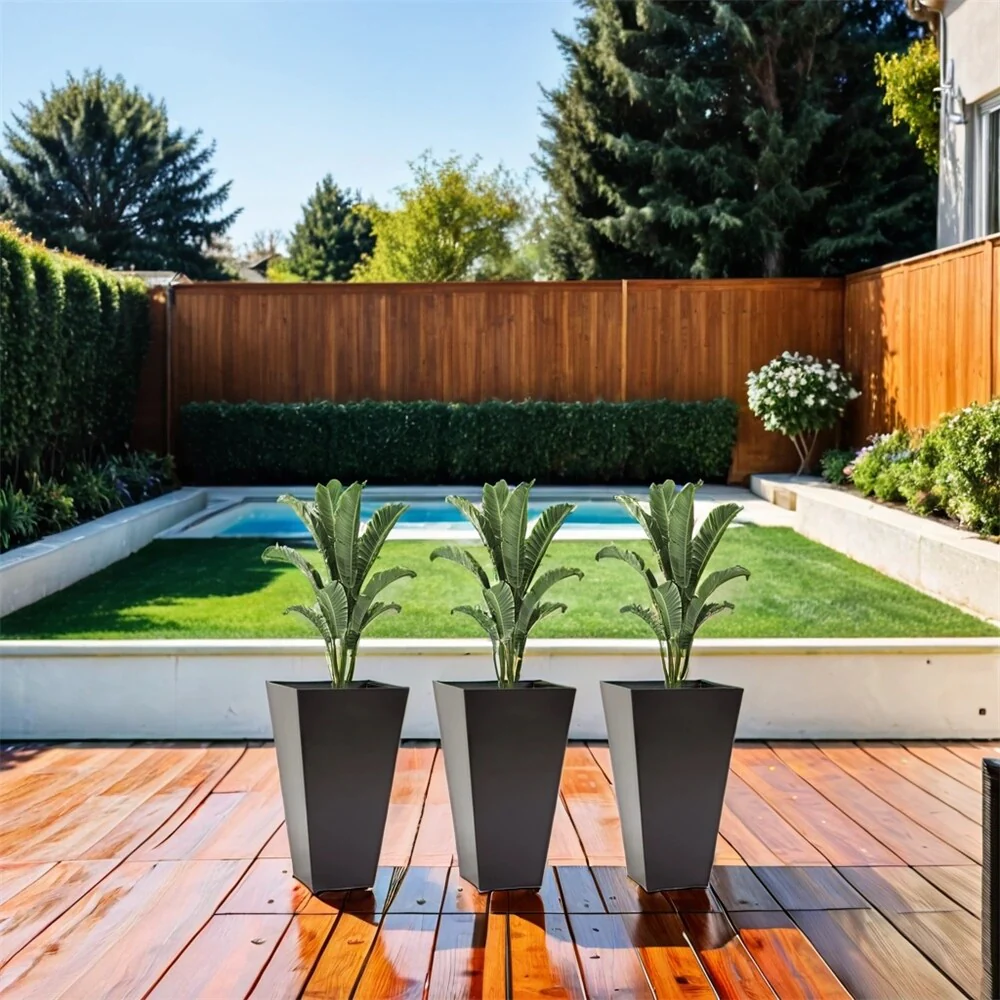 Outdoor Tall Planters with Drainage Hole (Set of 3)
