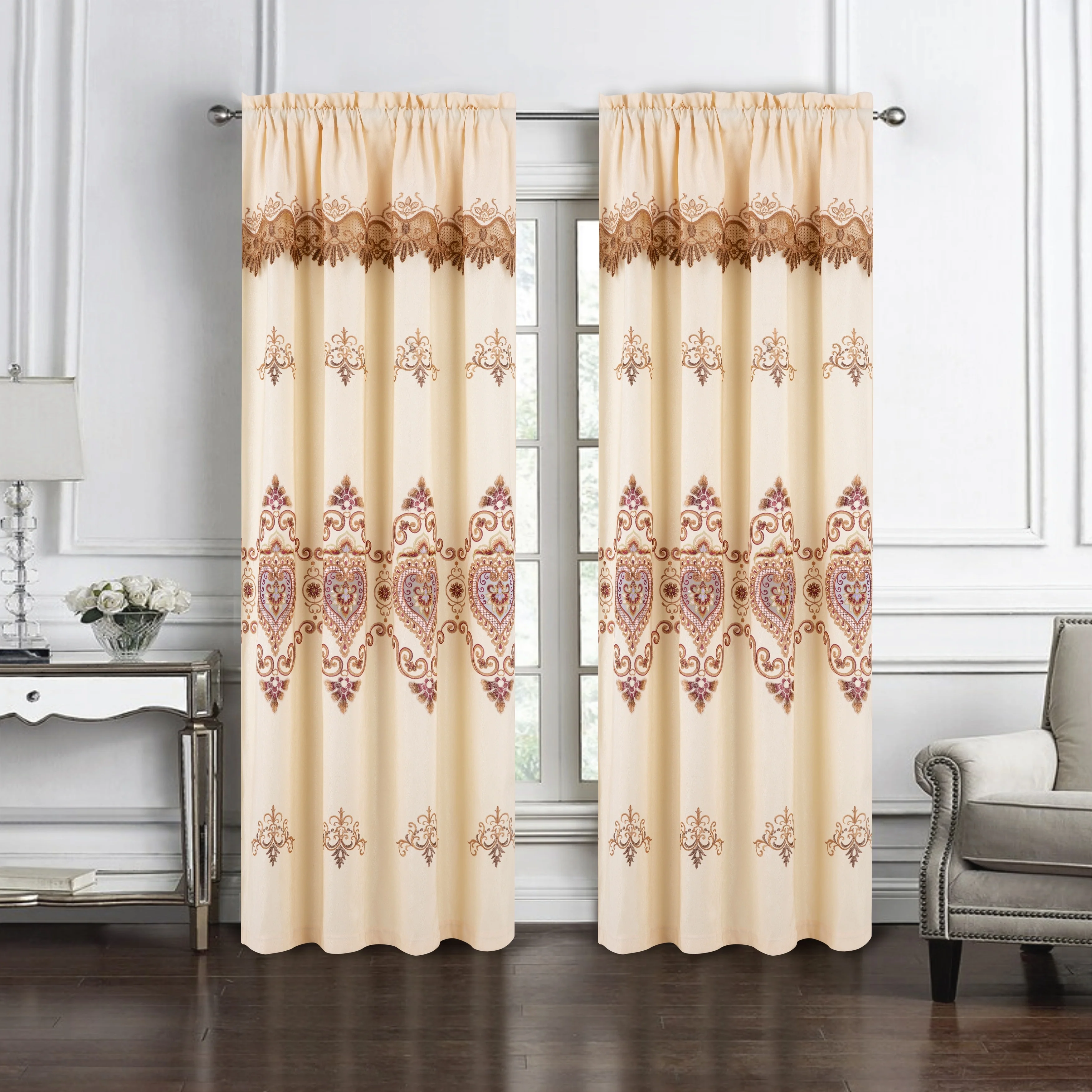 Betsy Macrame Embroidered Window Curtain Panel