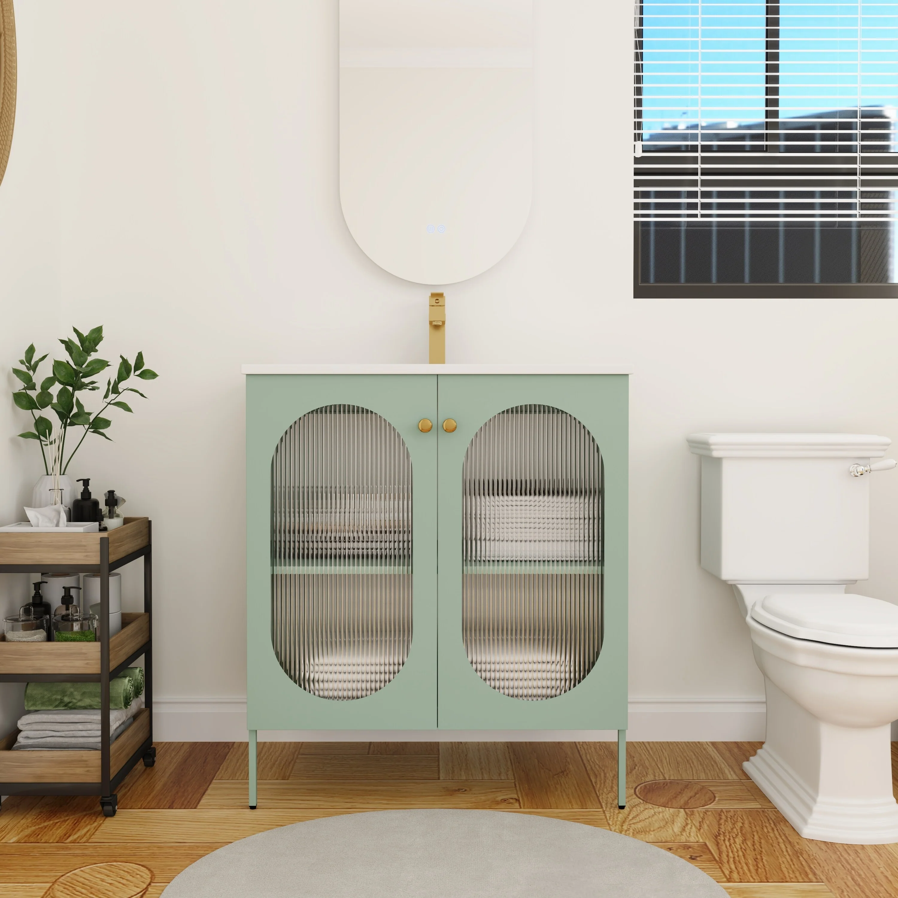 BNK 24/30 inch Freestanding Single Sink Bathroom Vanity with Soft Close Door and 1 adjustable shelf