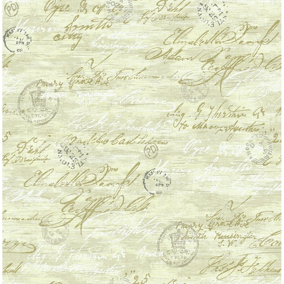 Seabrook Designs Penny Rustic Calligraphy Unpasted Wallpaper