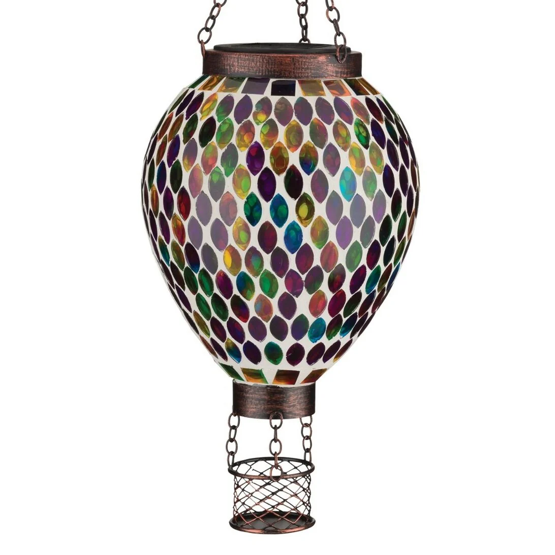 Mosaic Hot Air Balloon Solar Lantern - Multi