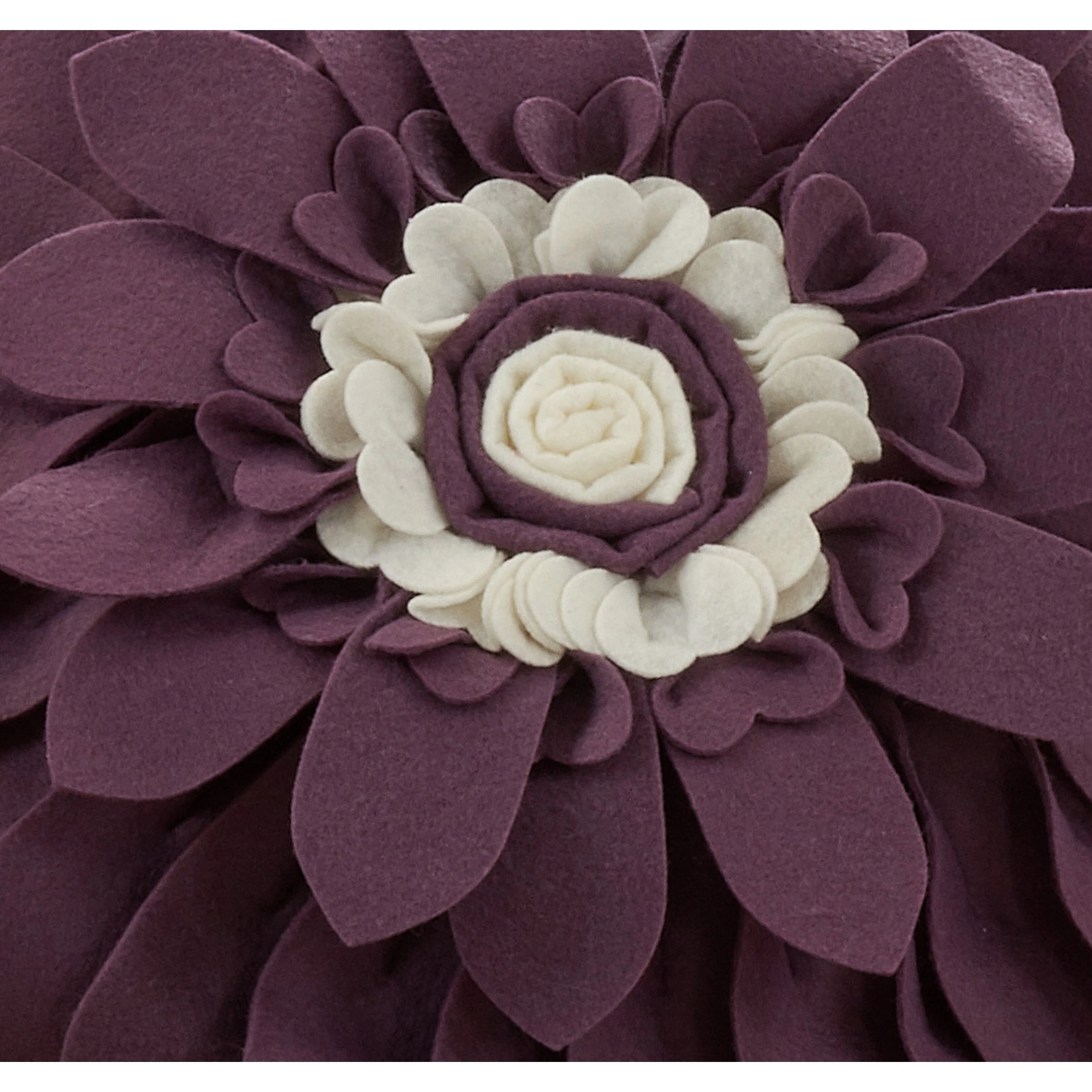 Felt Flower Design Poly-Filled Throw Pillow