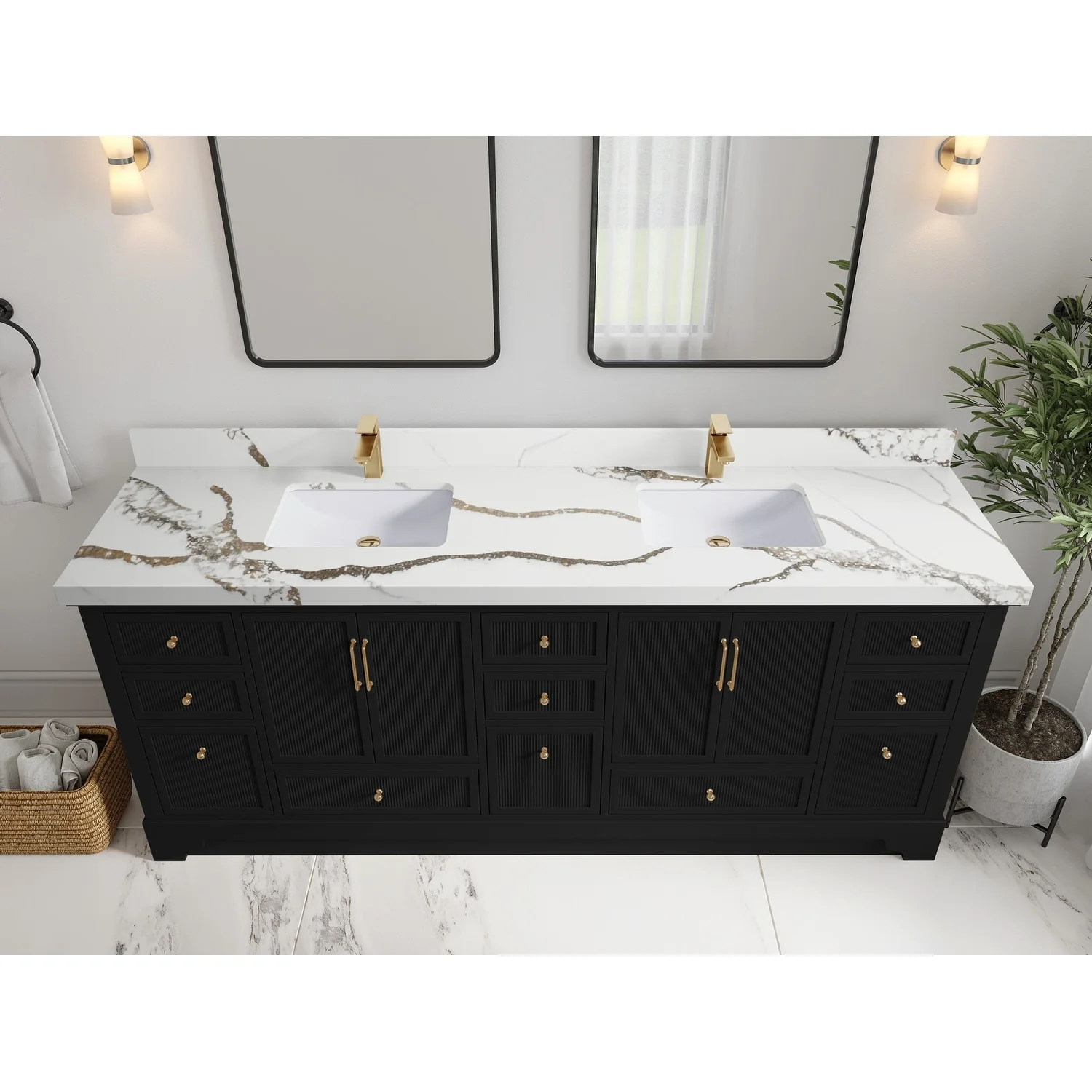 Willow Collections 84 in. W x 22 in. D Alys Double Bowl Sink Bathroom Vanity with Countertop