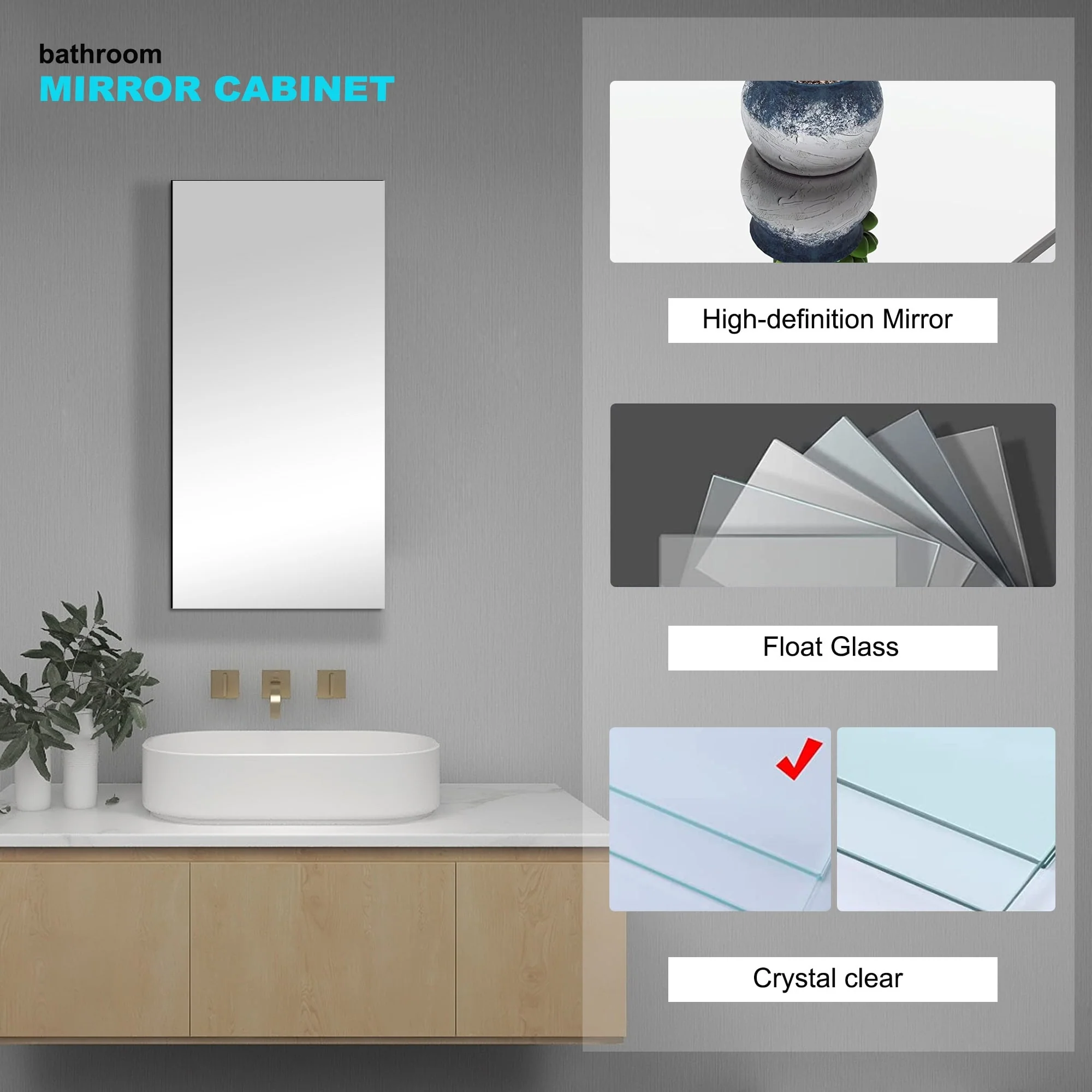 Single Door Recessed or Surface Mount Medicine Cabinet