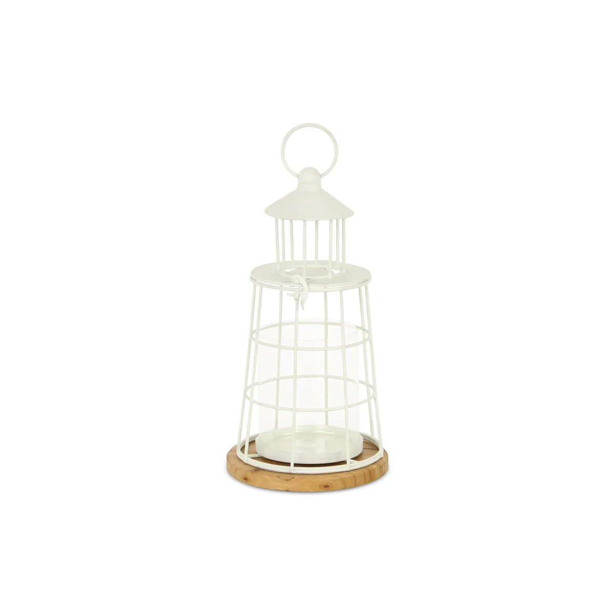 Caler White Metal Large Lighthouse Styled Lantern