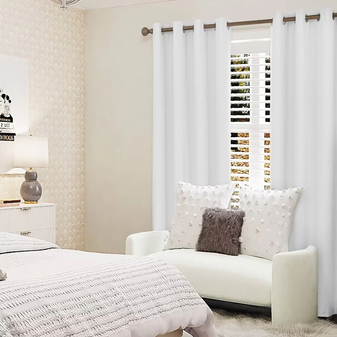 Linen Textured 100% Blackout Grommet Curtain Pair(Set of 2)