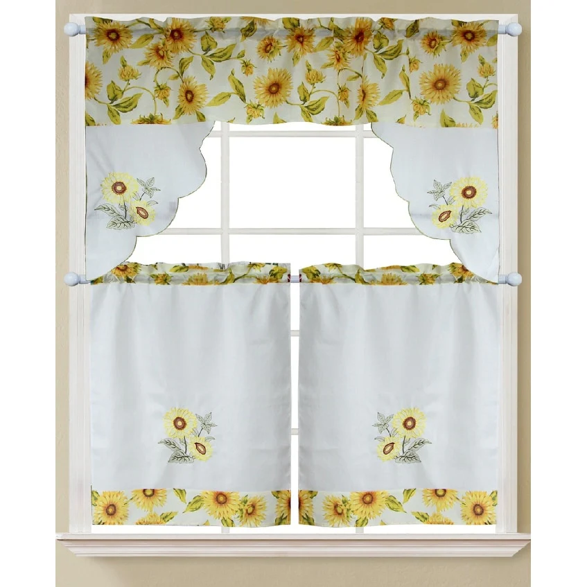 Lemon Fern Sunflower Tropical Tea Urban Kitchen Curtain Sets with Valance & Tiers