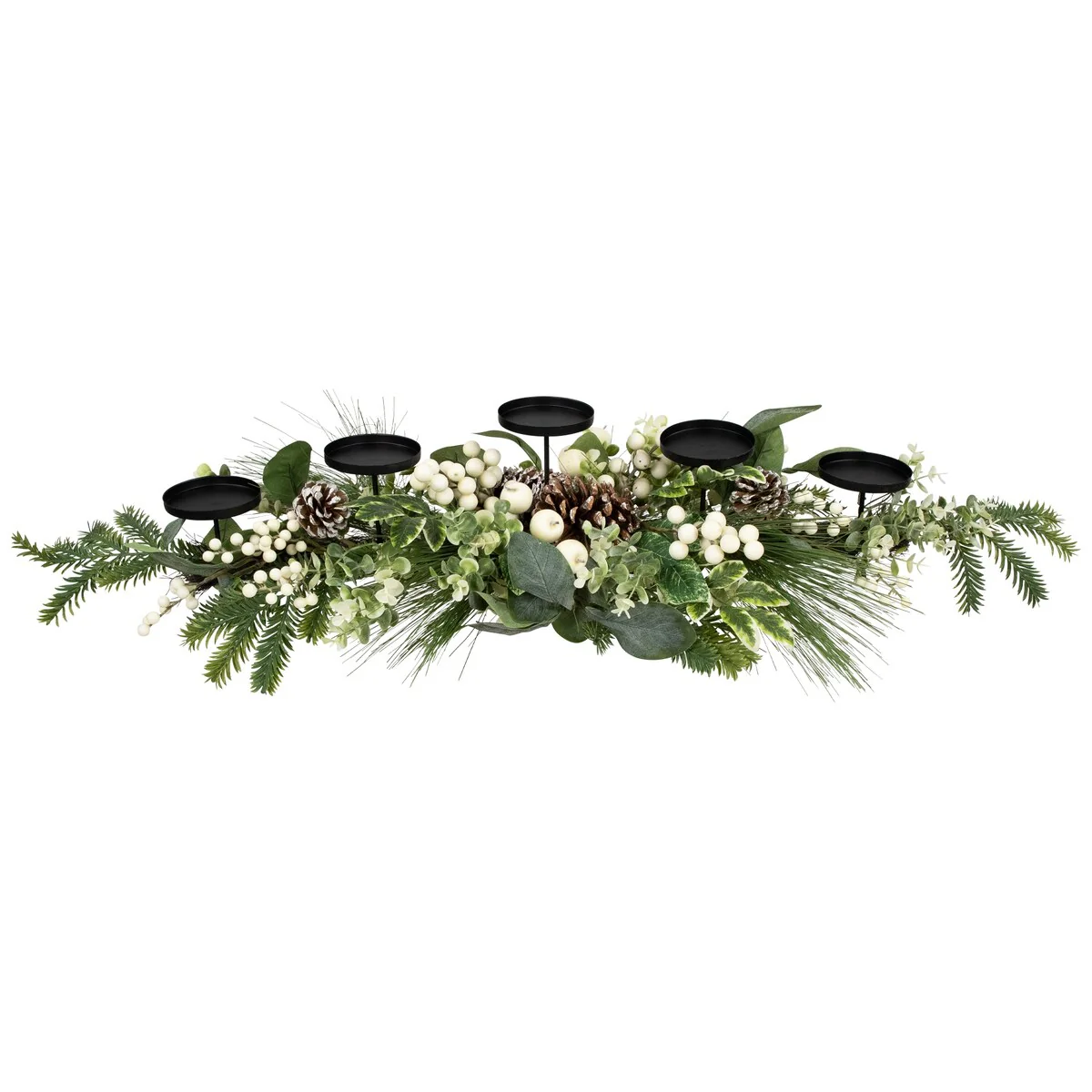Berries and Eucalyptus Artificial Christmas Candle Holder - 42