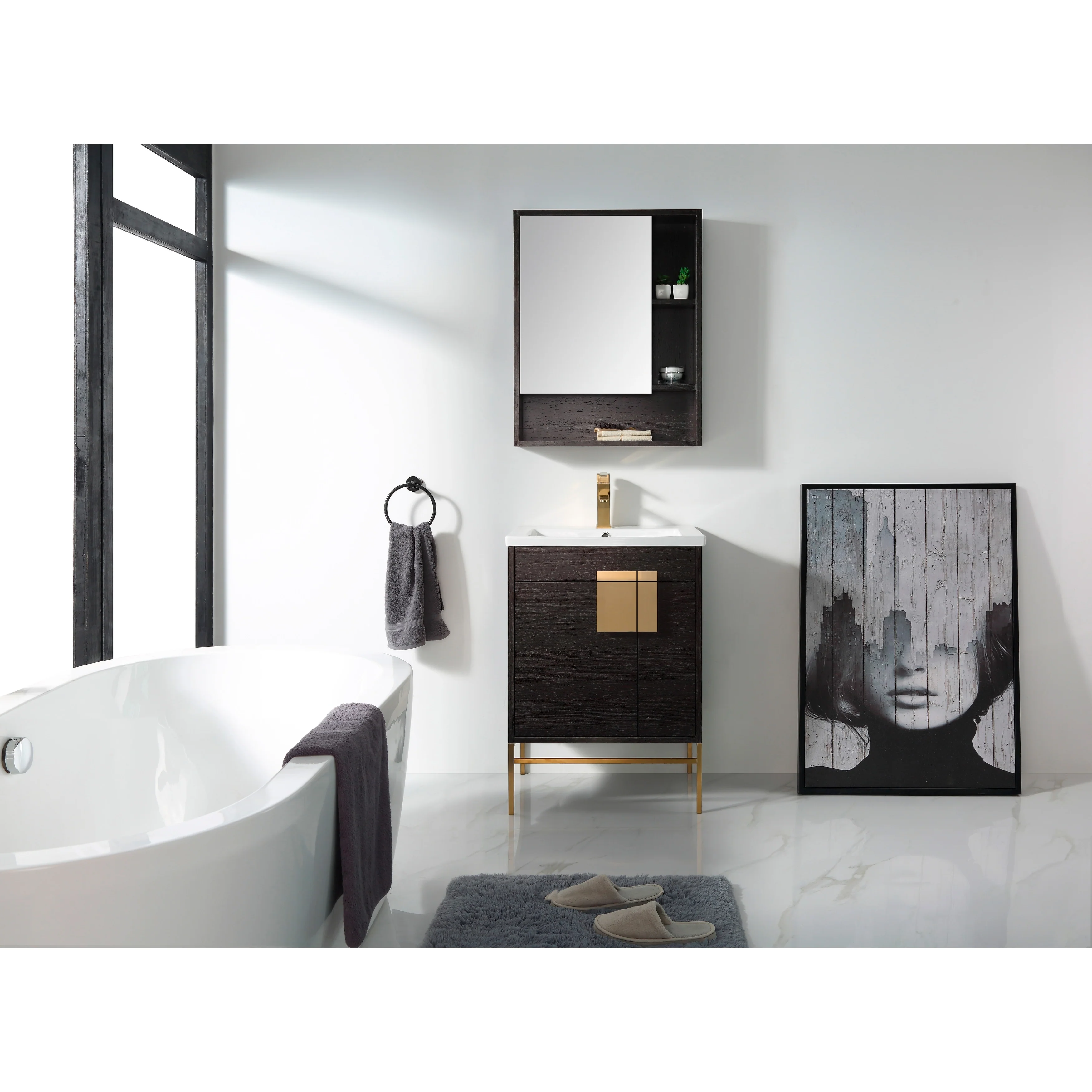 24-inch Modern Bathroom Vanity Set w/ Vitreous China Sink Top