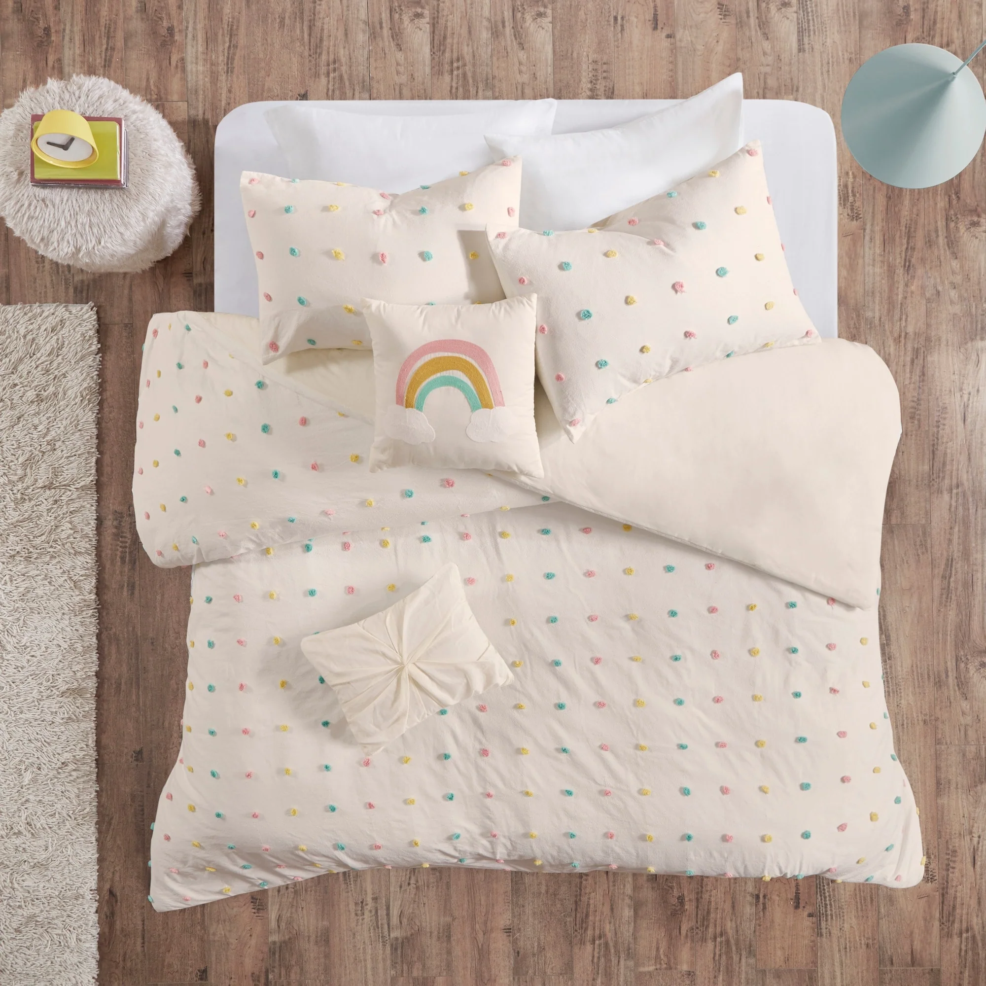 Intelligent Design Kids Ensley Cotton Jacquard Pom Pom Duvet Cover Set