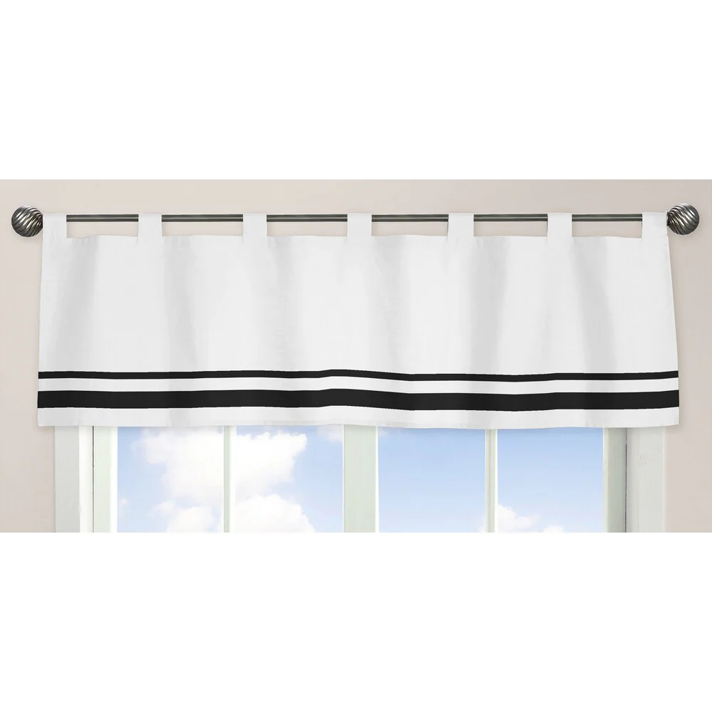 Sweet Jojo Designs White and Black Hotel Collection Window Curtain Valance