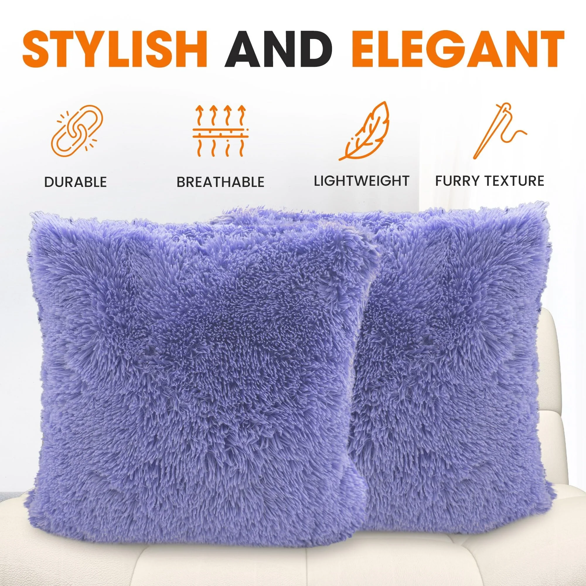 Cheer Collection Shaggy Long Hair Throw Pillows (Set of 2)