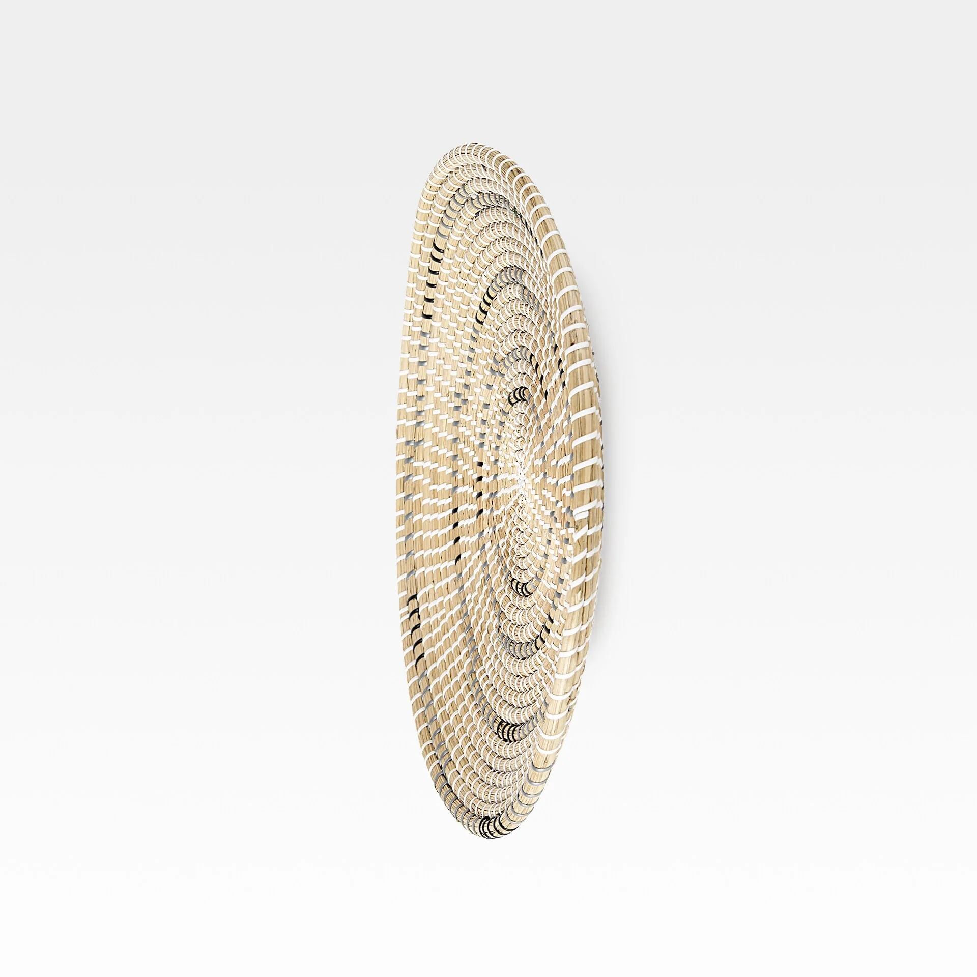 Avel Light Brown Seagrass w/Black, Grey & White Accents Round Hanging Wall Plate