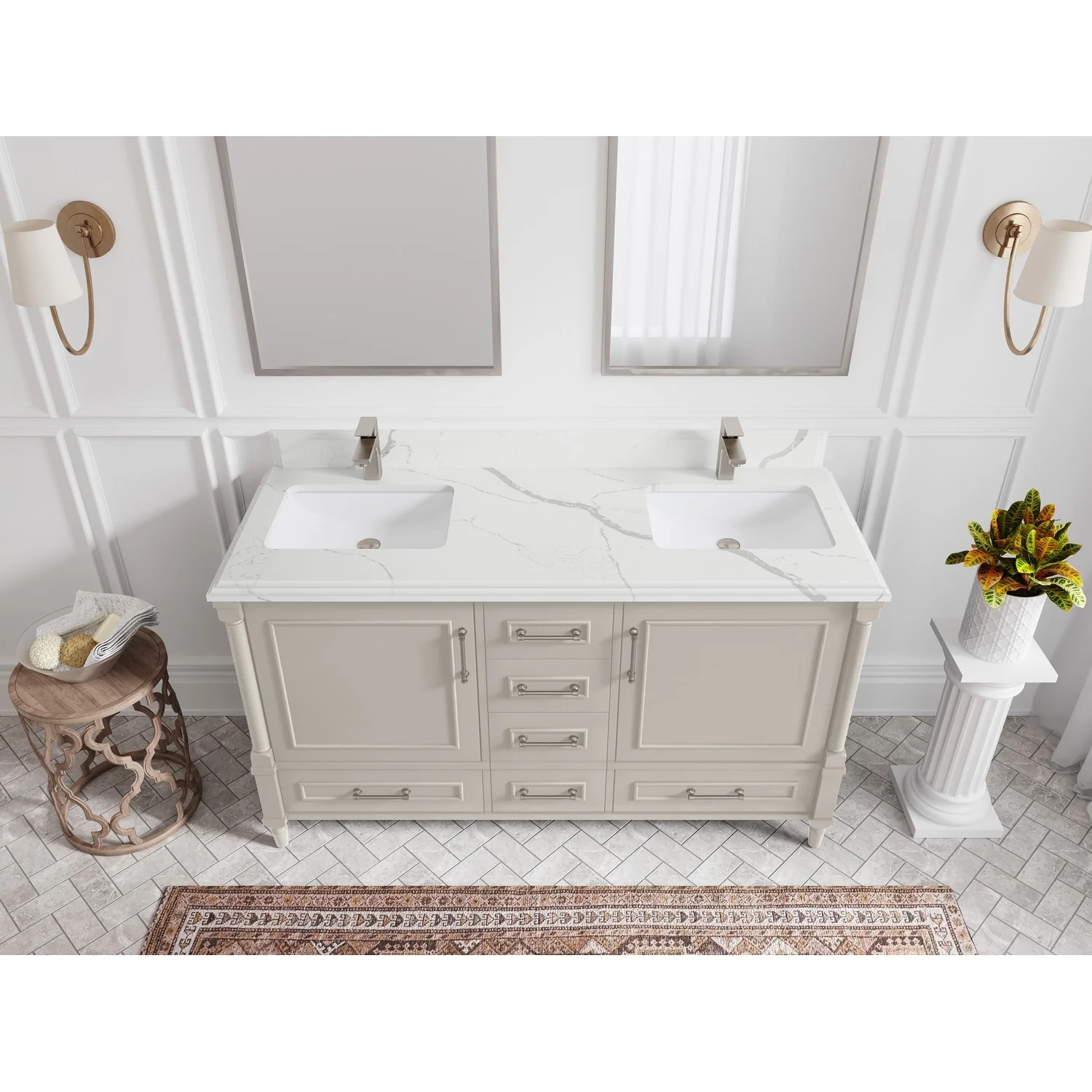 Willow Collections 60 in. W x 22 in. D Aberdeen Double Sink Bathroom Vanity with Countertop
