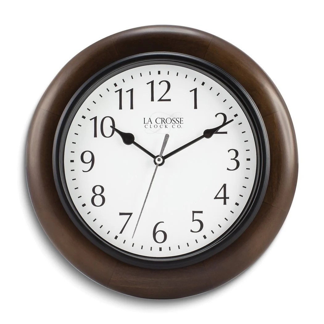 Curata Walnut Finish Wood Quartz Wall Clock