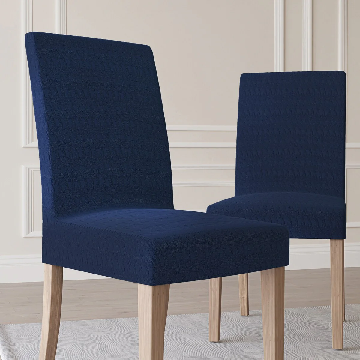 No. 918 Sparta 2-pack Houndstooth Textured Stretch Fit Elastic Dining Chair Cover Pair - 28