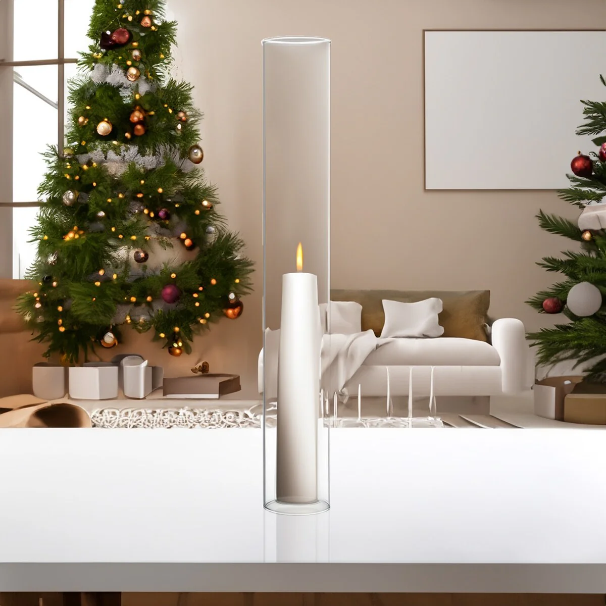 Clear Glass Cylinder Hurricane Chimney Tube, Candle Cover - 1 Piece
