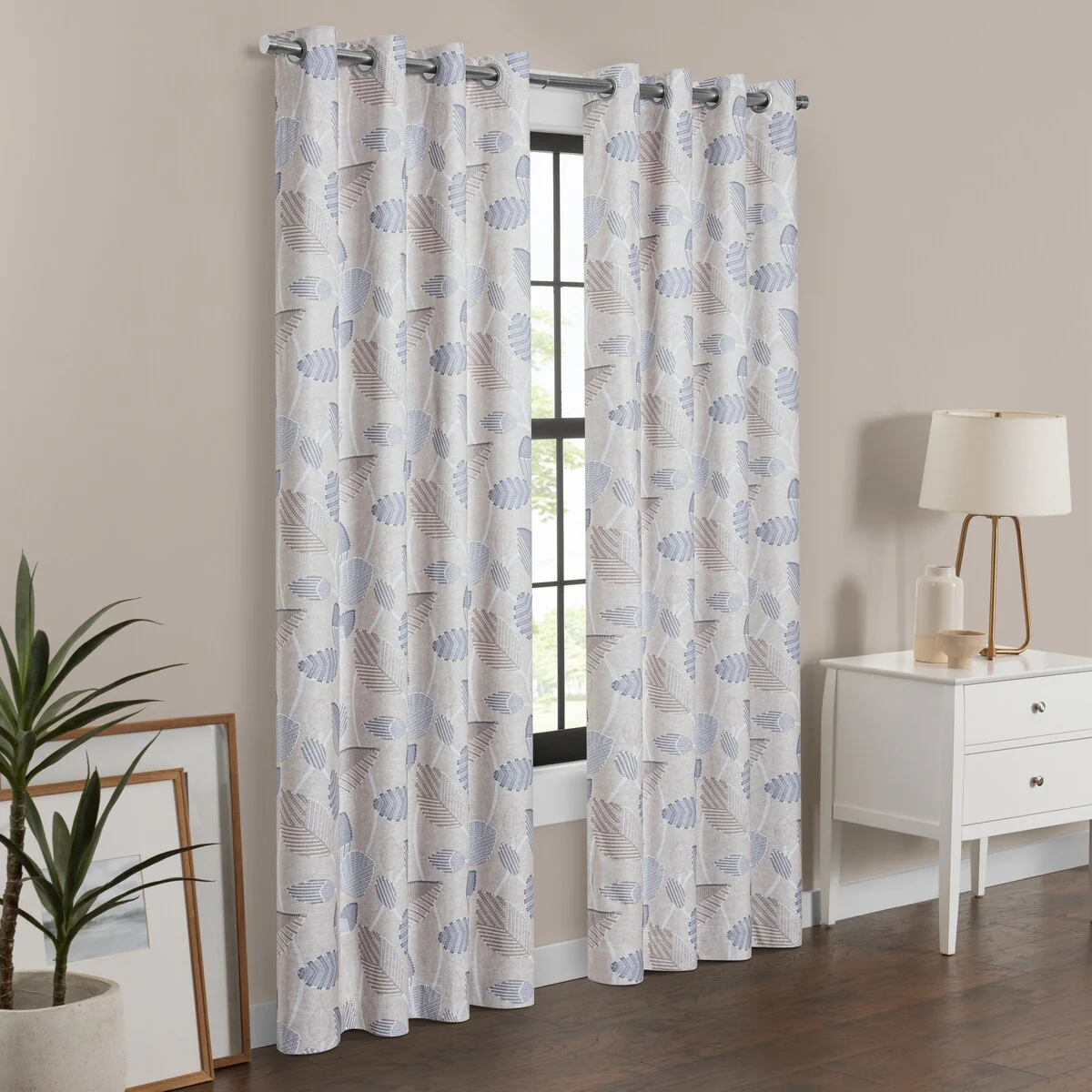 Eclipse Blackout Curtains, Larissa Leaf Grommet Curtains