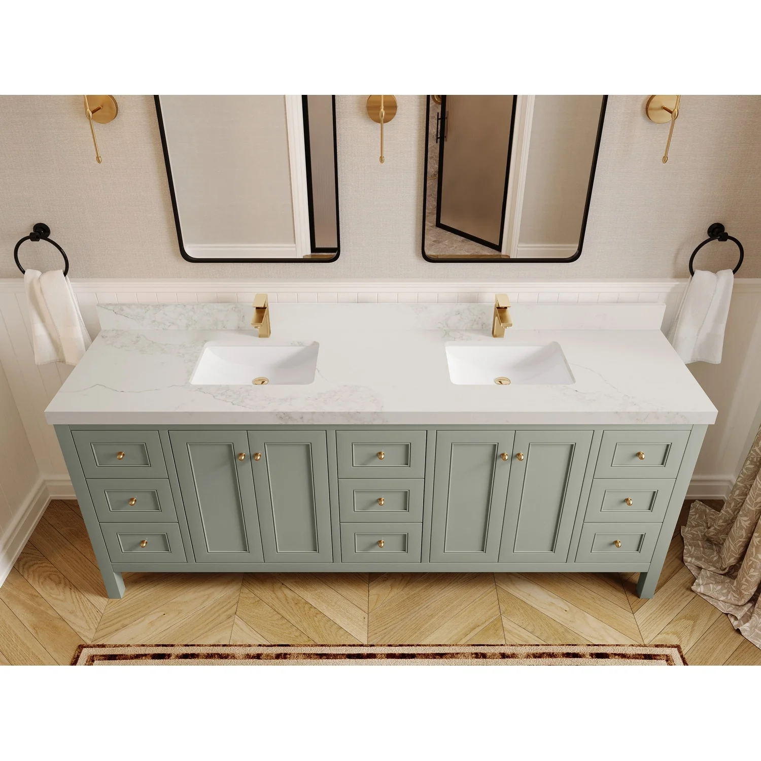 Willow Collections 84 in. W x 22 in. D Nashville Double Bowl Sink Bathroom Vanity with Countertop