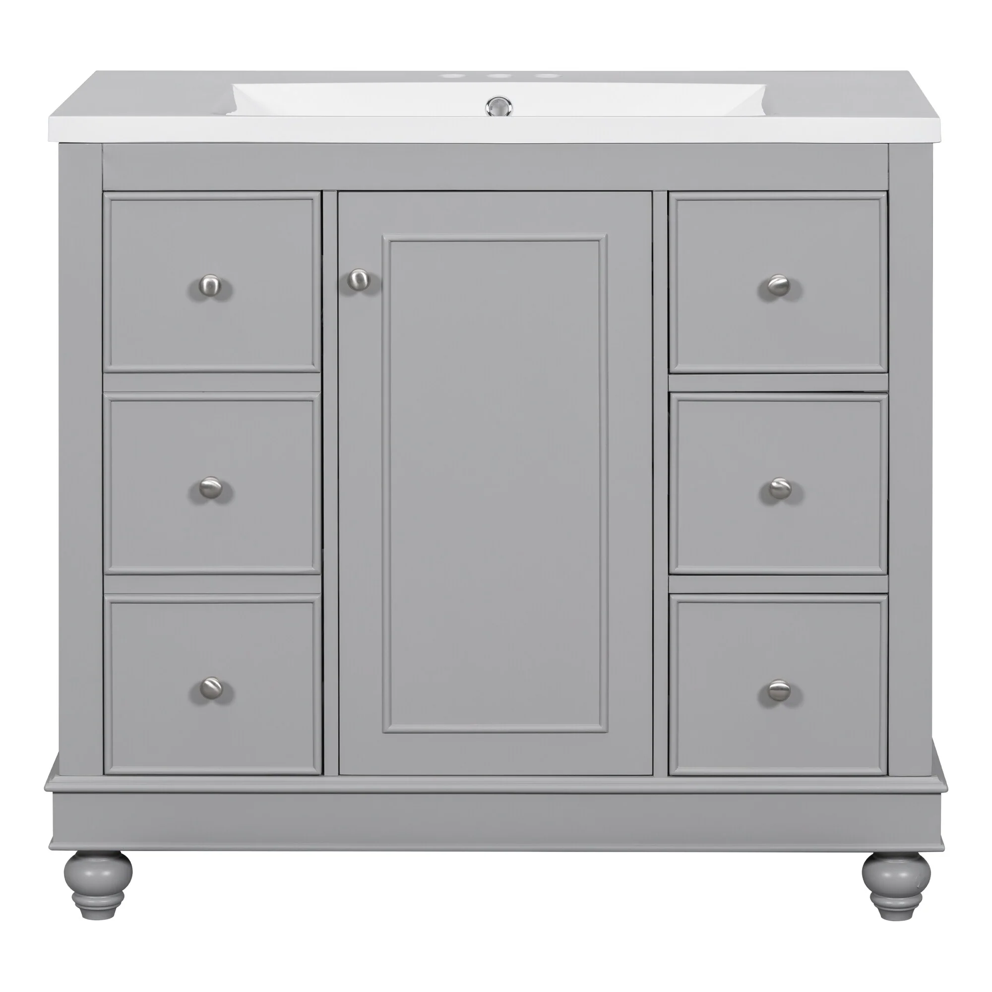 Bathroom Vanity with Sink, Bathroom Vanity Cabinet with 4 Drawers and 1 Door, Storage Cabinet with Adjustable Shelves