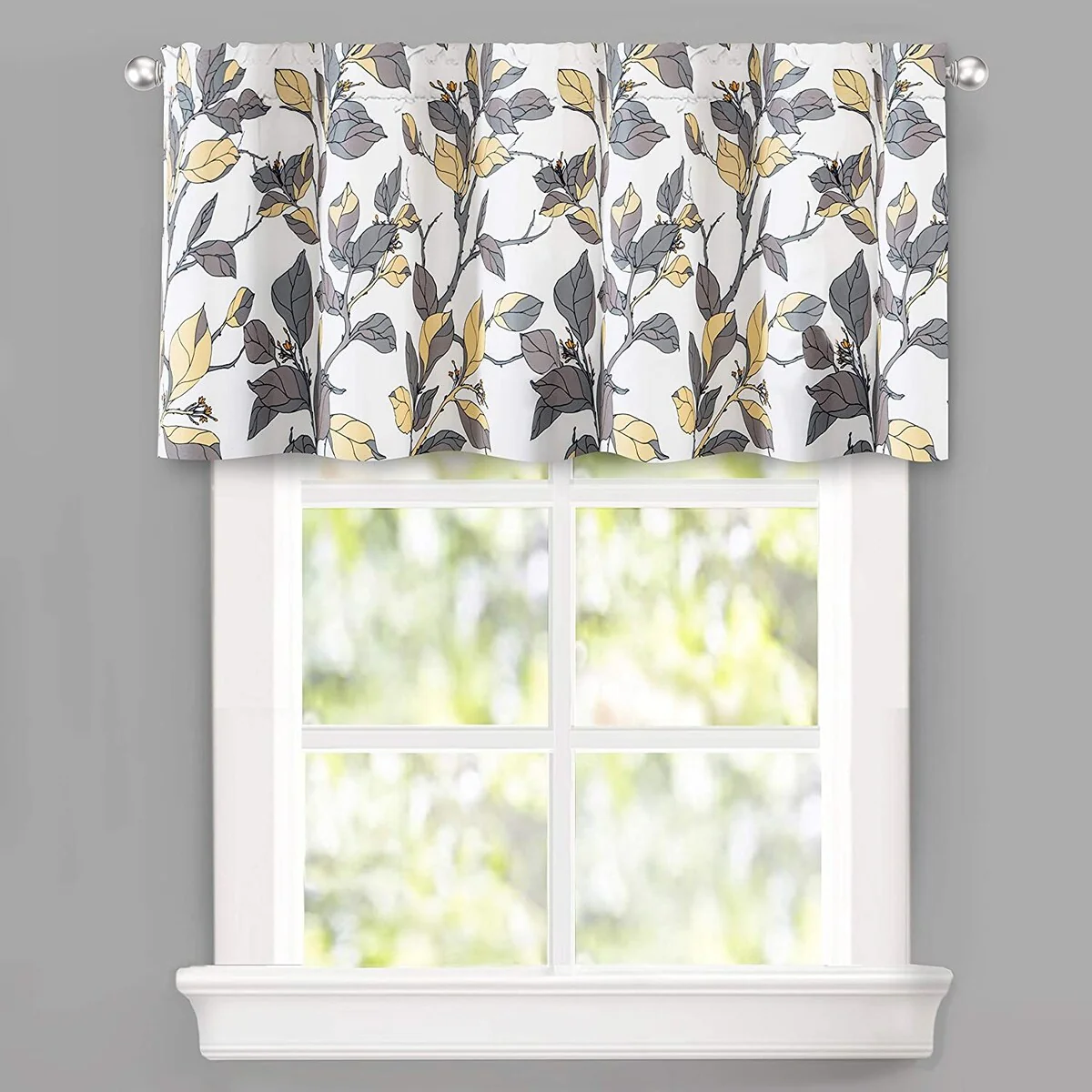 DriftAway Ryan Sketch Flower Floral Branch Leaves Lined Window Curtain Valance - 52'' width x 24'' length