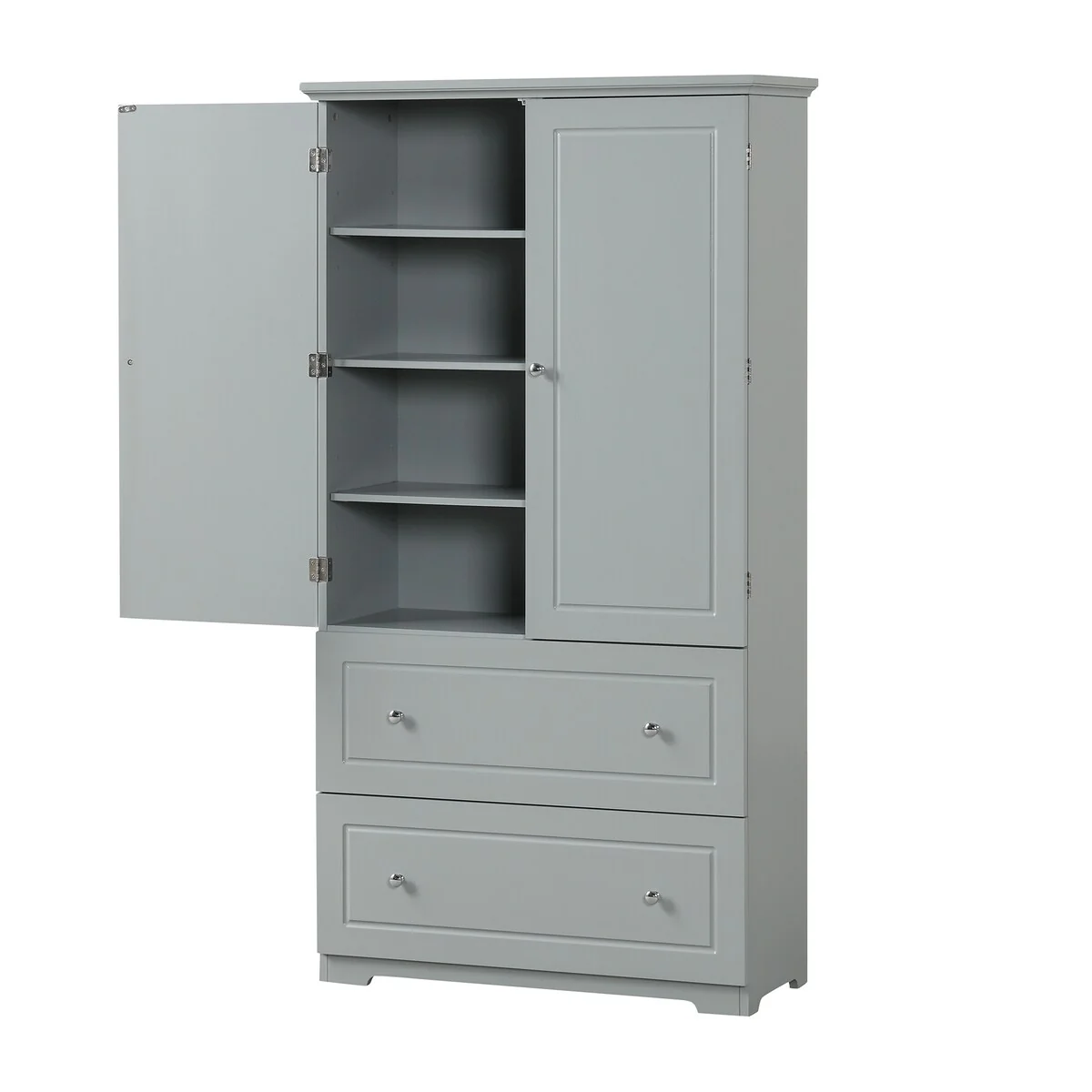 Tall Bathroom Storage Cabinet with Two Doors and Drawers