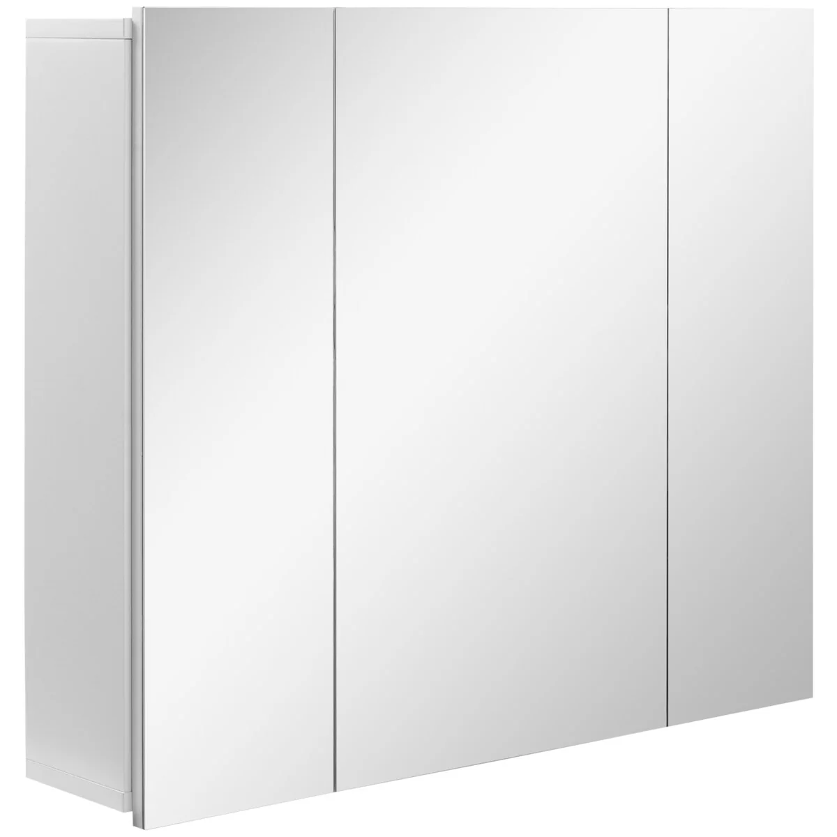 kleankin White Bathroom Medicine Cabinet with Mirror, Wall Mounted Bathroom Mirror Cabinet with 3 Doors, Adjustable Shelves
