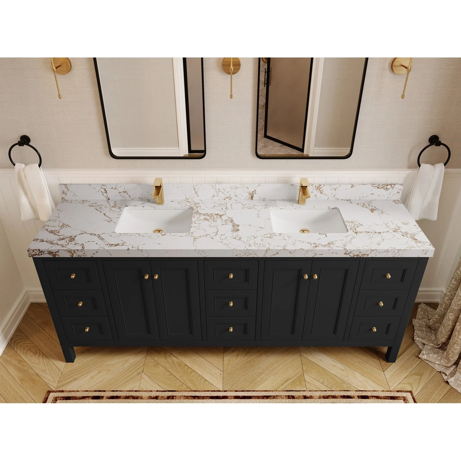 Willow Collections 84 in. W x 22 in. D Nashville Double Bowl Sink Bathroom Vanity with Countertop