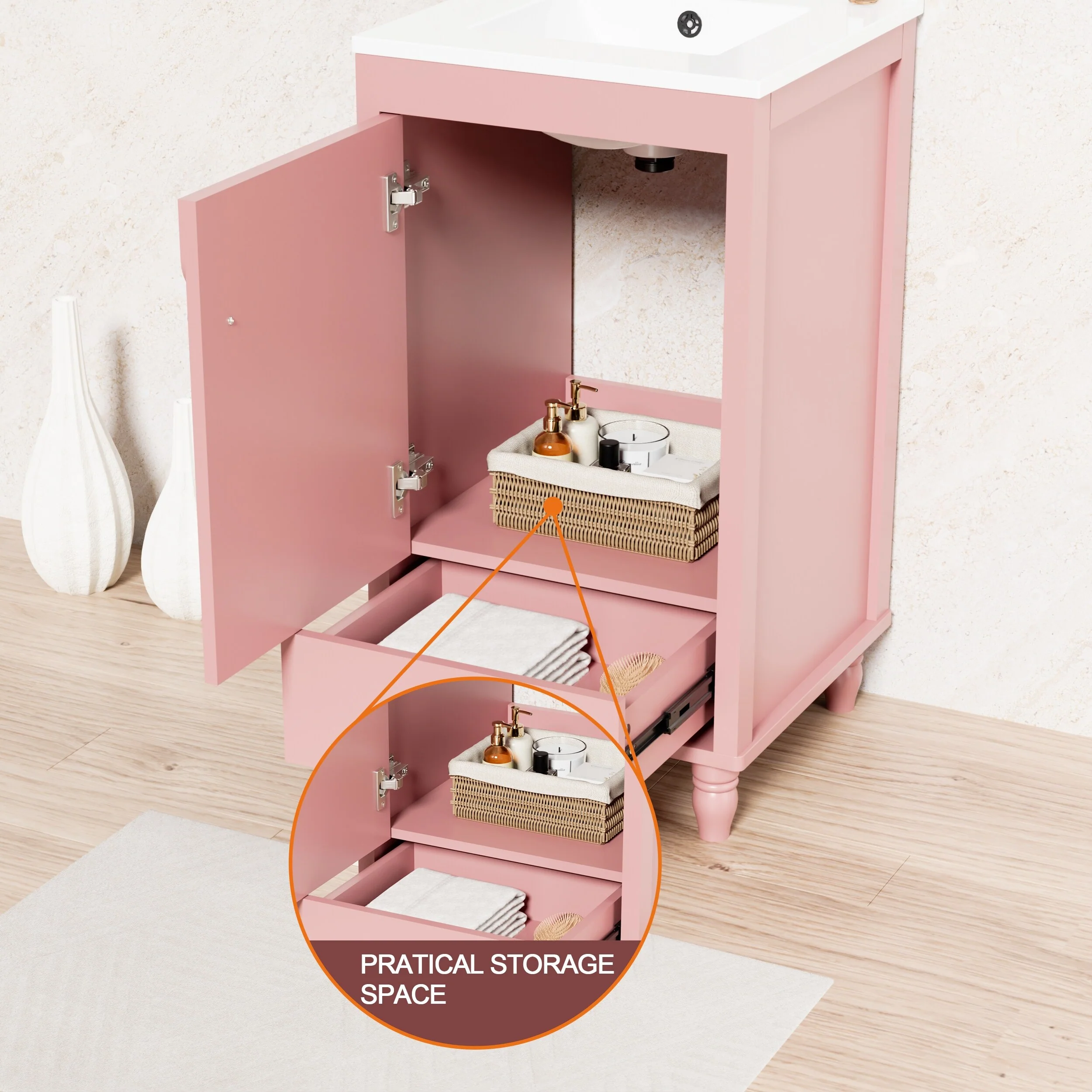 Lace Trim Freestanding Bathroom Vanity Set - Perfect for Bathrooms