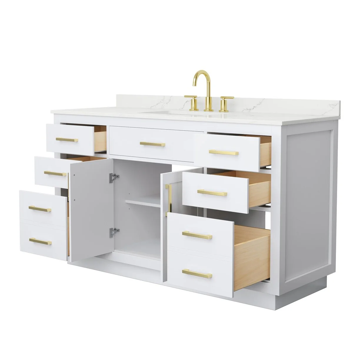 Beckett TK 60-inch Single Vanity, 3 Hole Quartz Top