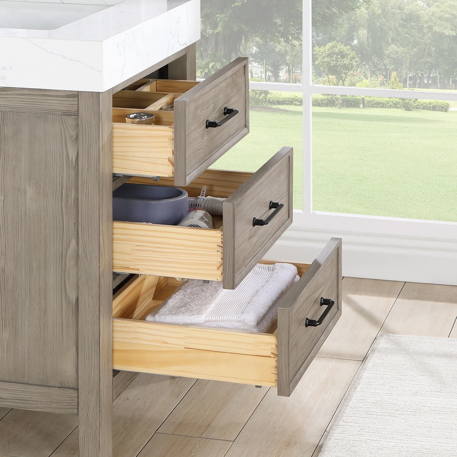 Leon 24 in. Single Bathroom Vanity with Composite Stone Top