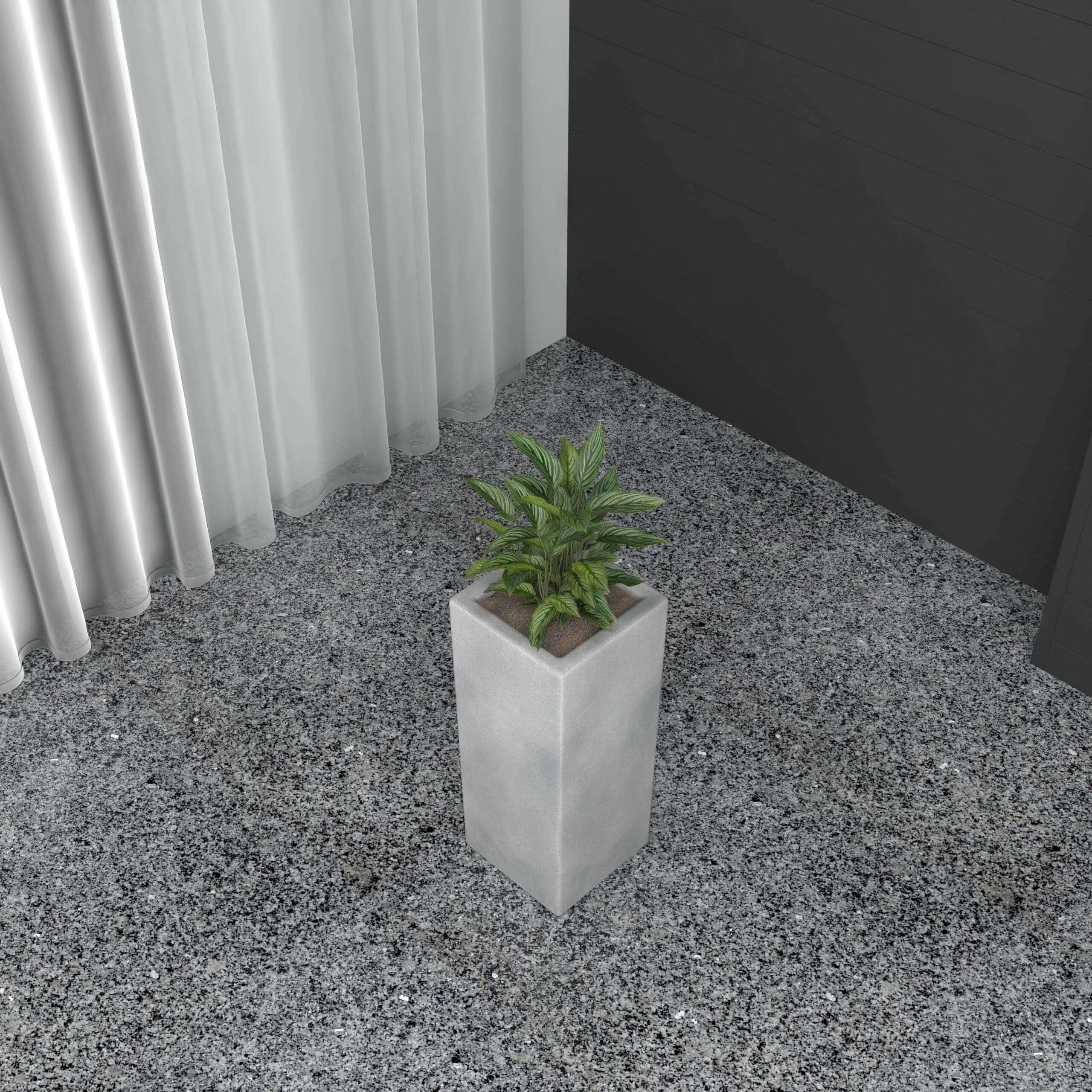 Terra Modern Tall Square in Fiberstone and MGO Clay Planter With Drainage Holes for Home Garden Yard Office Porch Patio