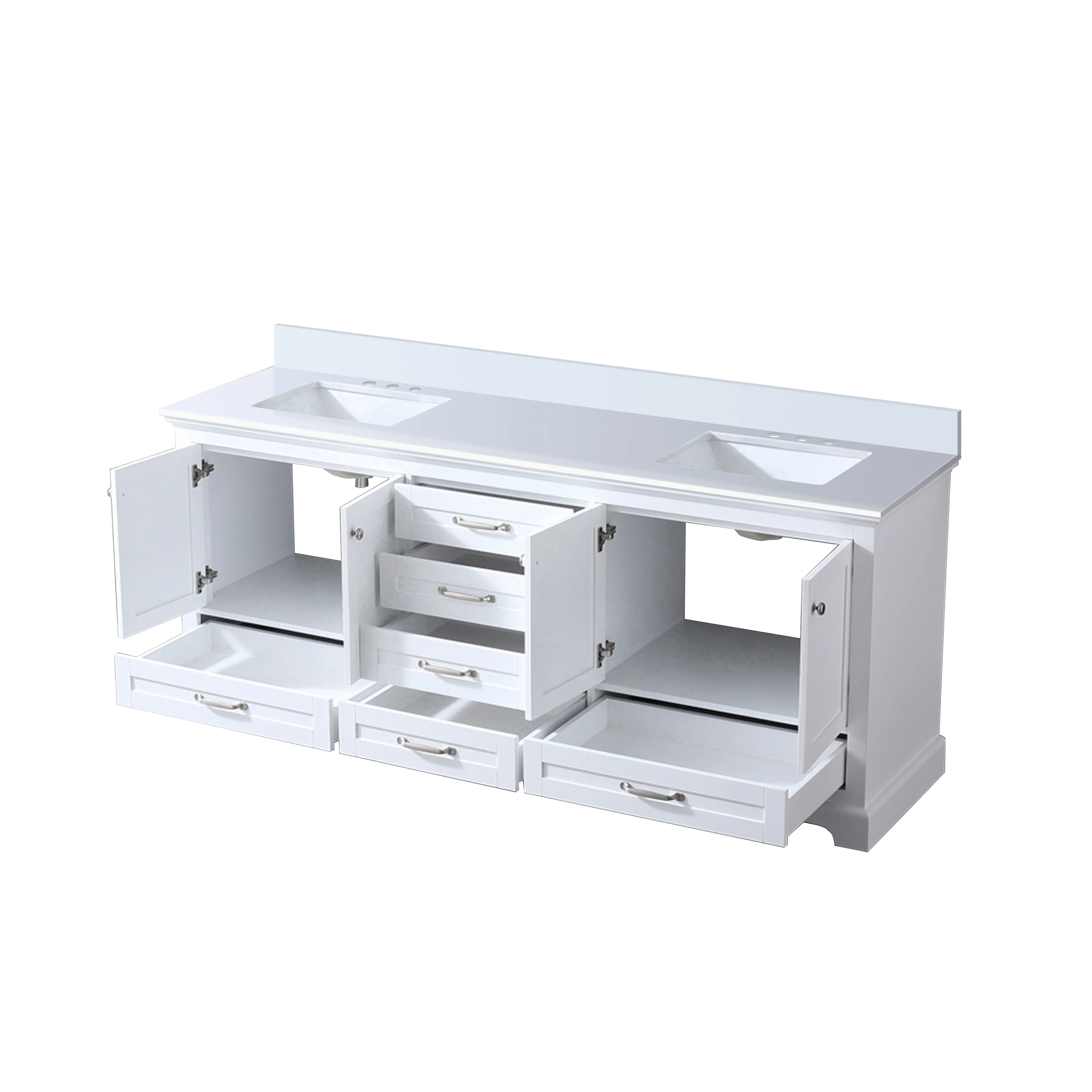 Dukes 80 in. W x 22 in. D White Double Bath Vanity and White Quartz Top