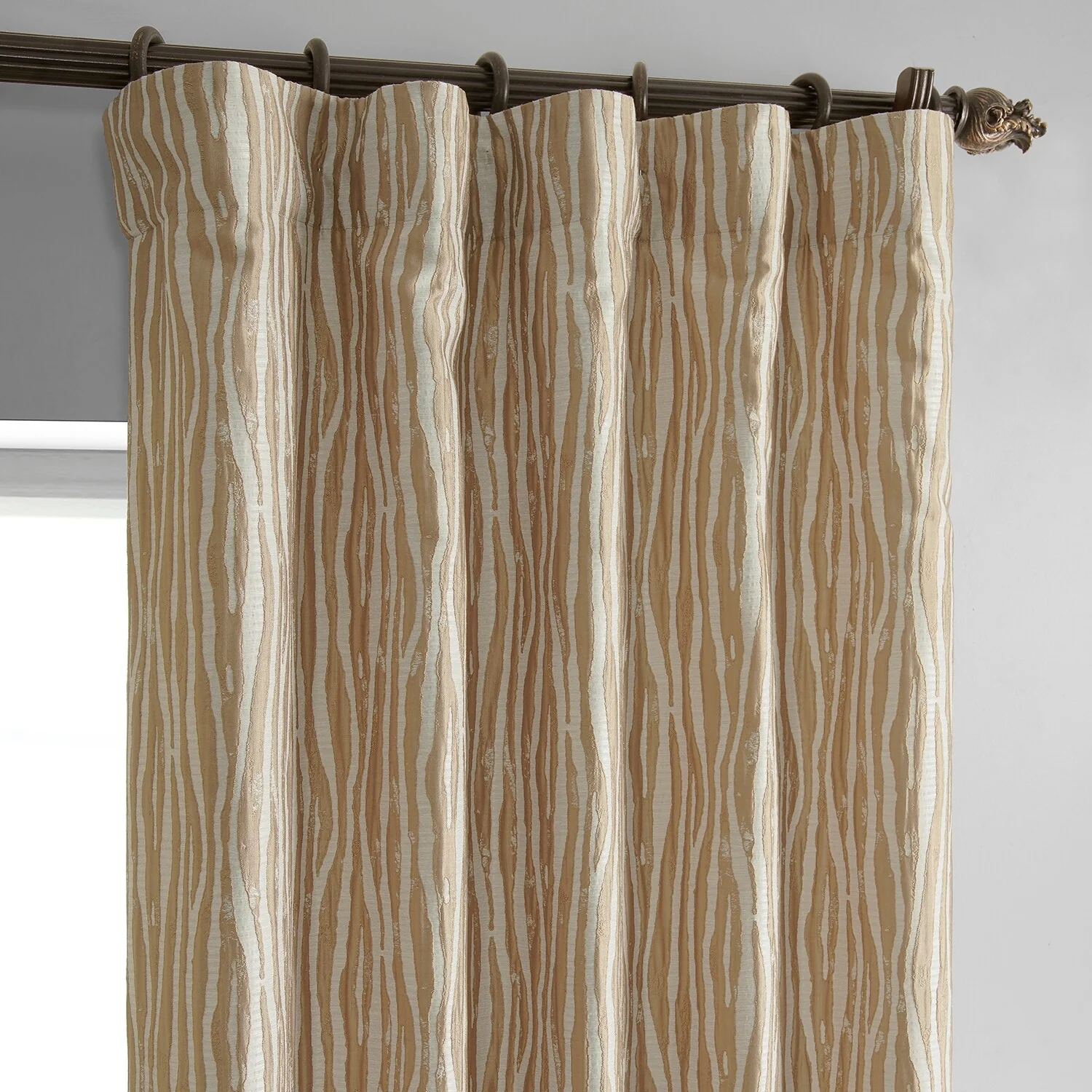 Exclusive Fabrics Jacquard Faux Silk Curtains - 1 Panel Room Darkening Curtain