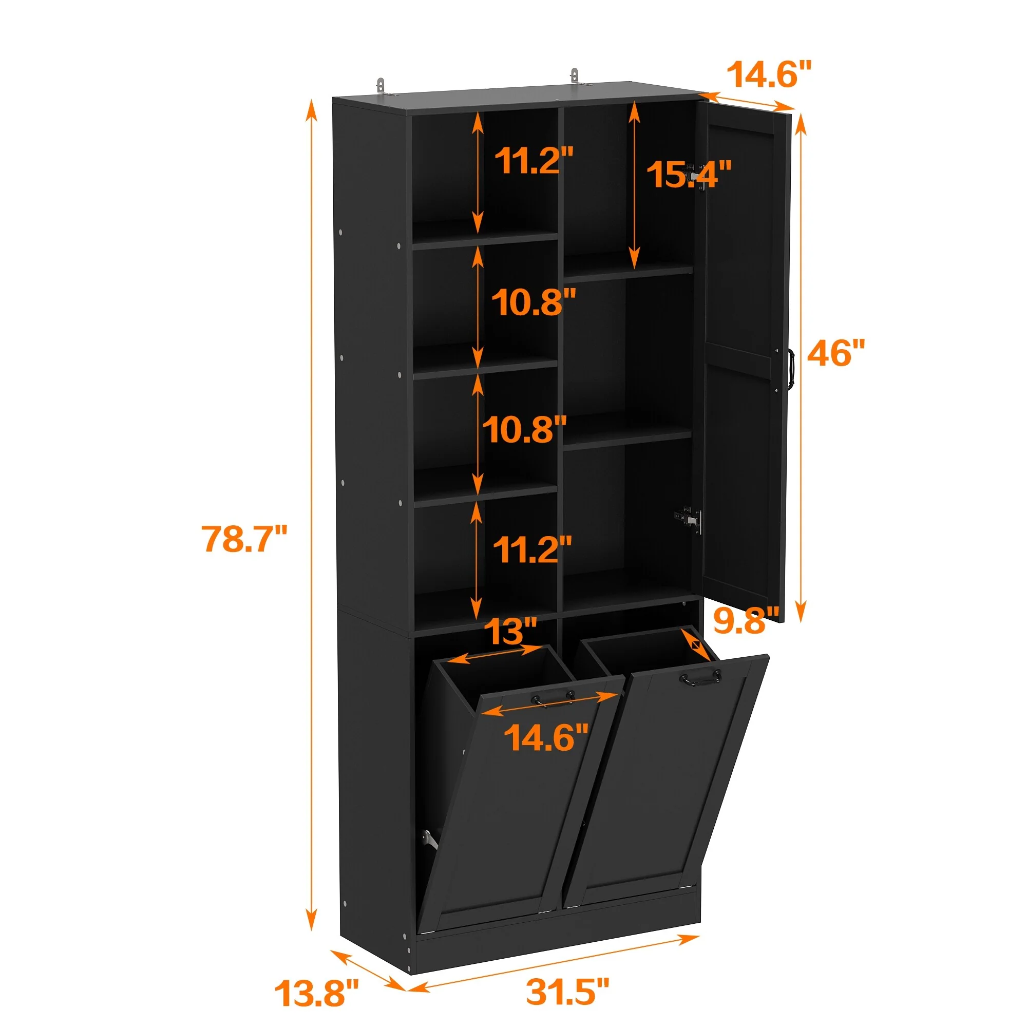 Sleek White Laundry Bathroom Cabinet with Unique Rotating Drawers
