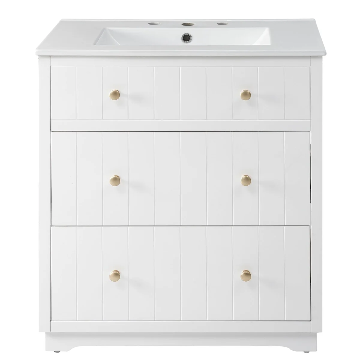 30-Inch Modern White Bathroom Vanity Cabinet with two drawers