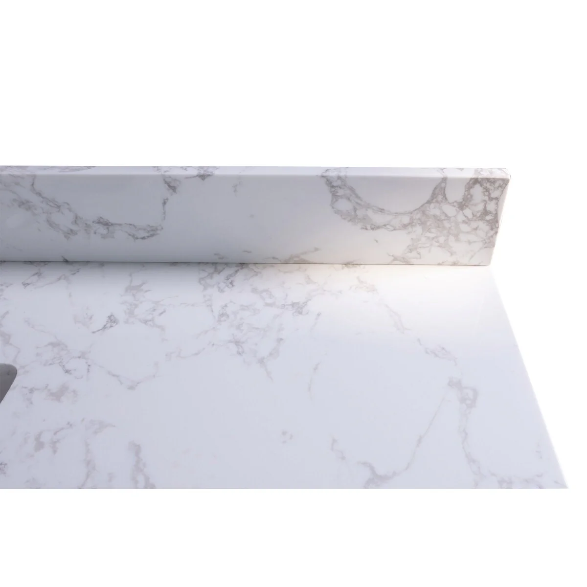 31 in./ 37 in./ 43 in./ 49 in. Carrara White Engineered Stone Bathroom Vanity Top with Ceramic Sink