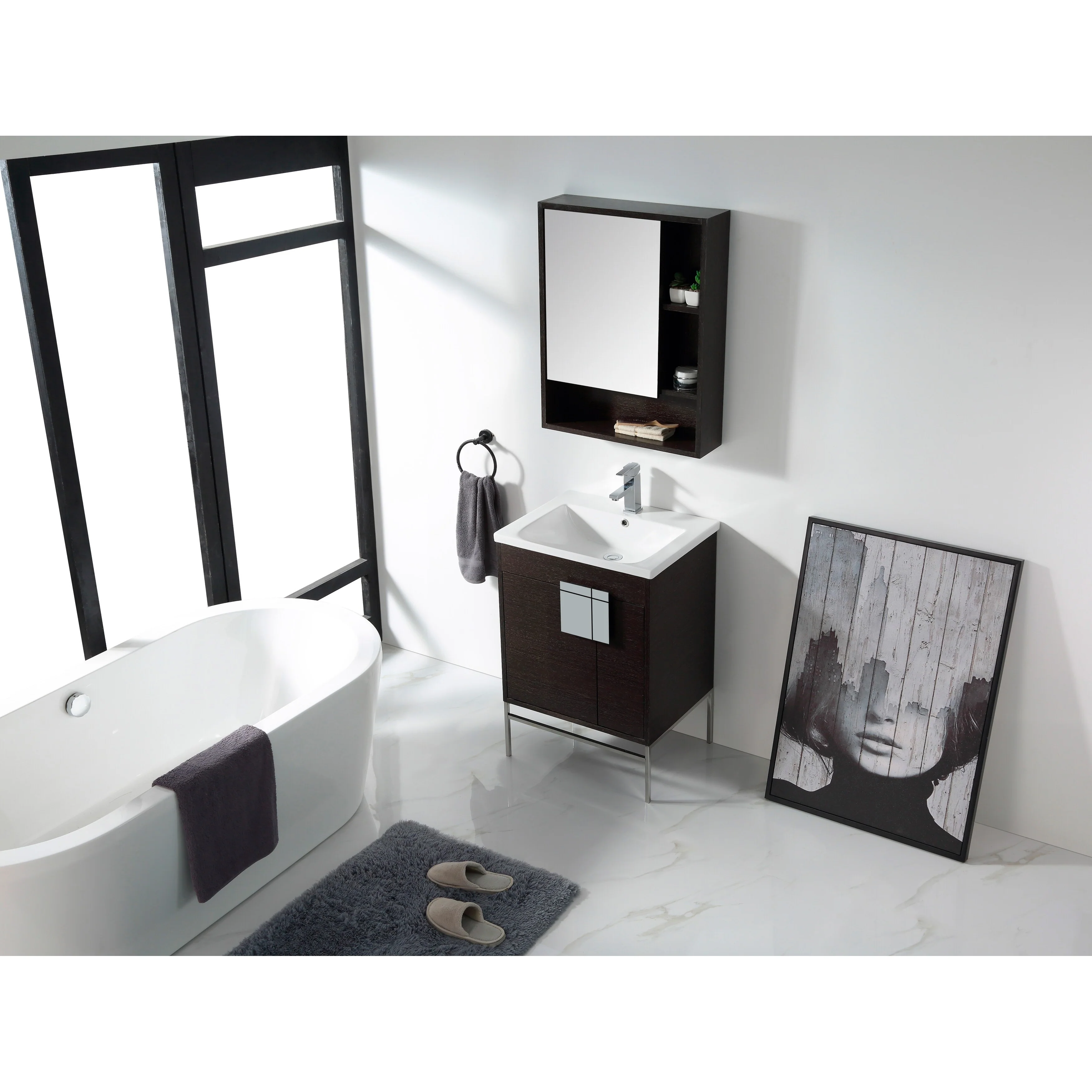 24-inch Modern Bathroom Vanity Set w/ Vitreous China Sink Top