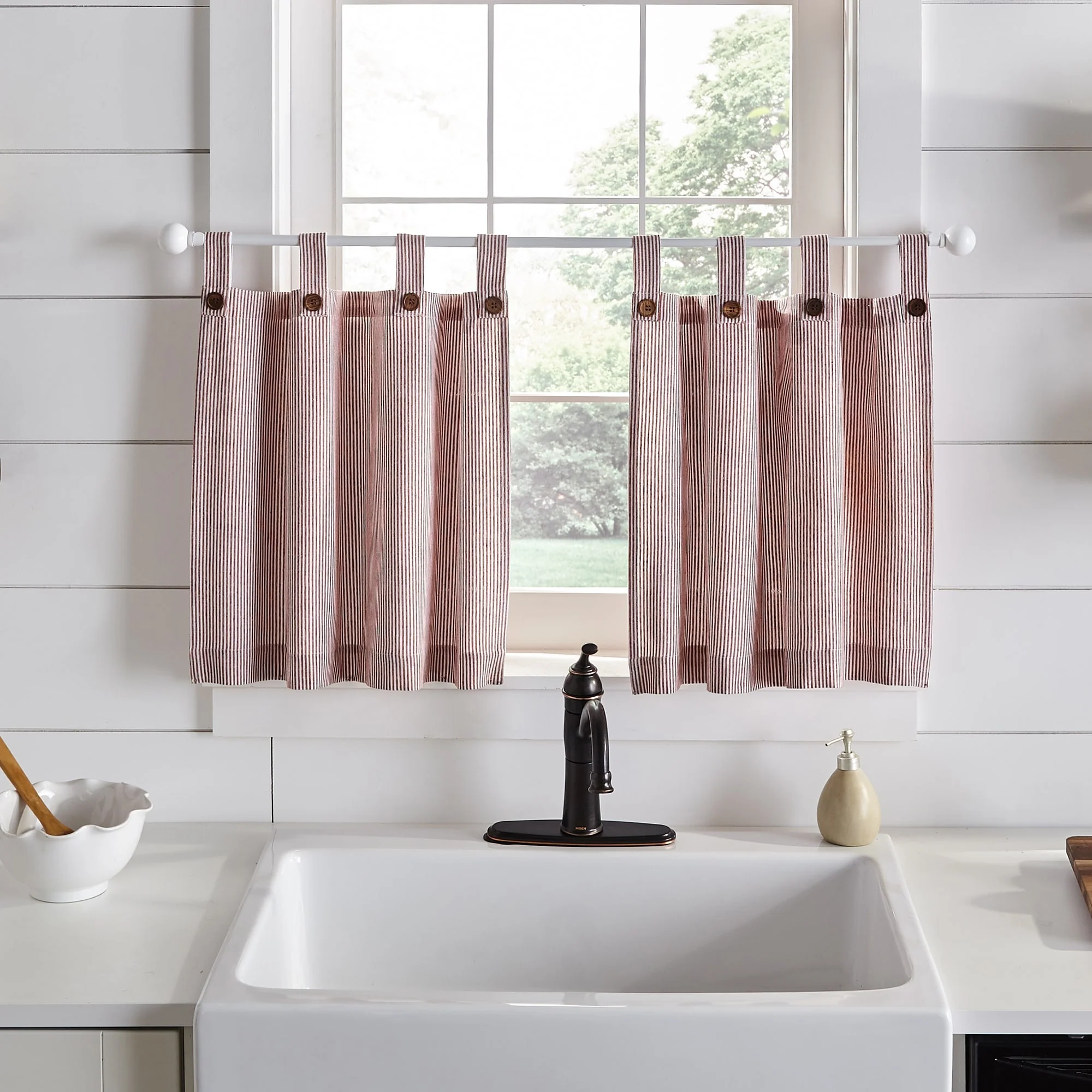 Tucker Ticking Stripe Kitchen Curtain Tier Set