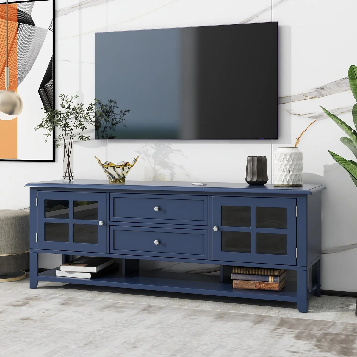 TV Stand for TVs up to 60'',Entertainment Center with Multifunctional Storage Space,TV Cabinet with Modern Design,Media Console
