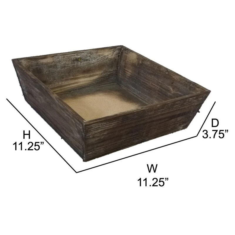 Stained brown washed wood tray
