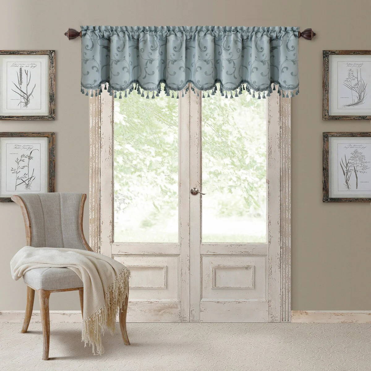Elrene Mia Jacquard Blackout Scallop Window Valance - 52