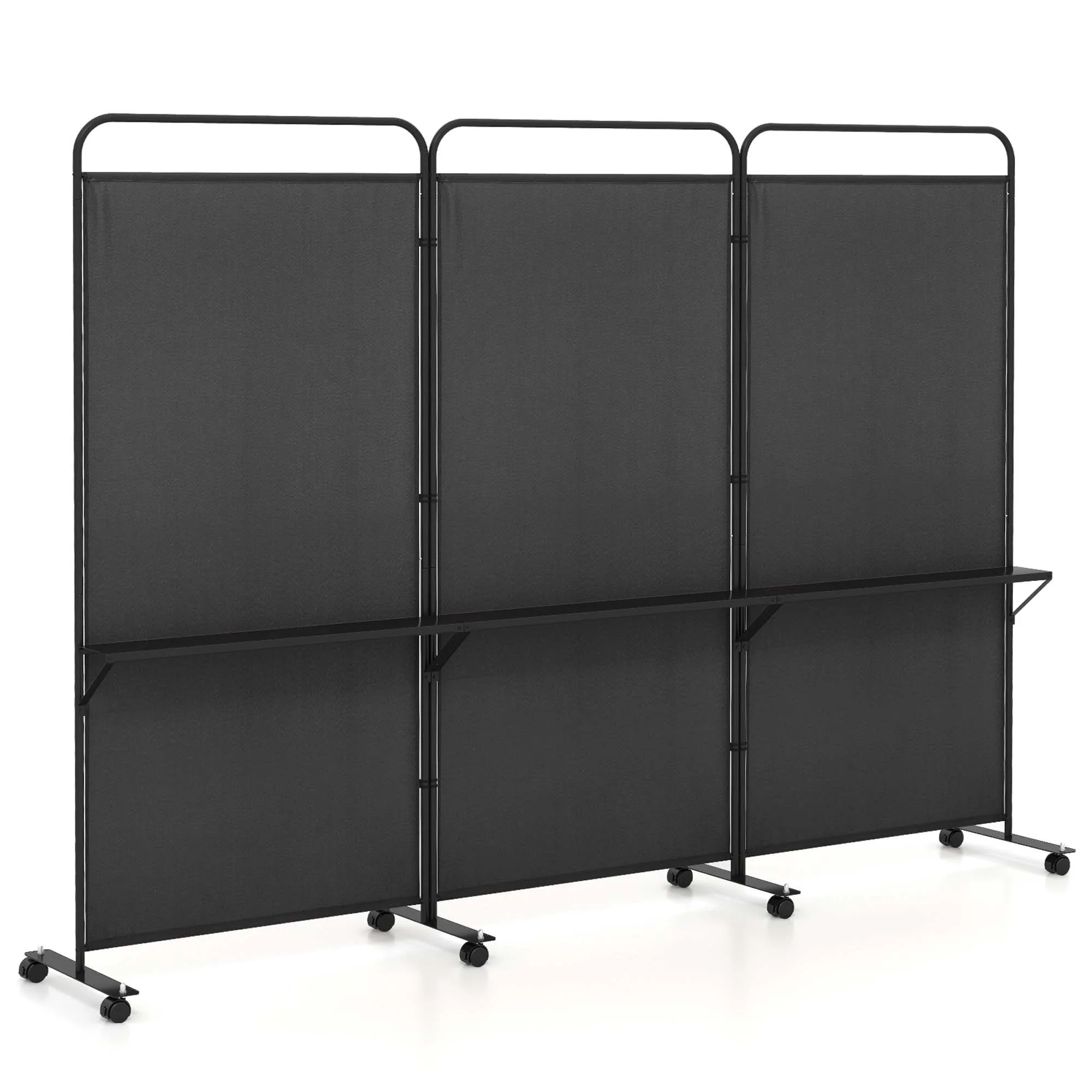 Costway 3-Panel Room Divider with Storage Shelves 6FT Tall Folding - See Details