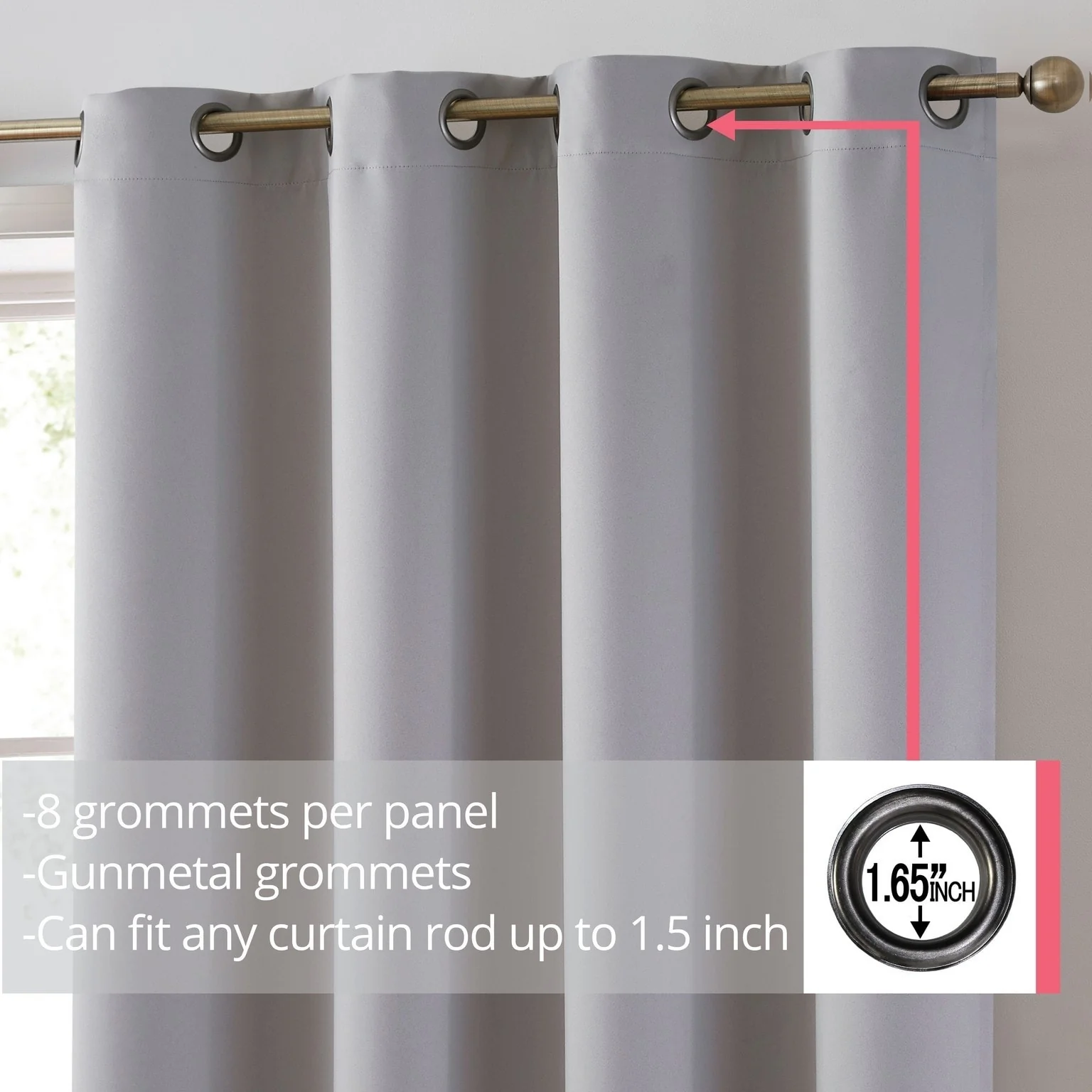 HLC.me Laurance 100% Blackout Curtains - Thermal Insulation Energy Efficient Grommet Window Curtains, Set of 2