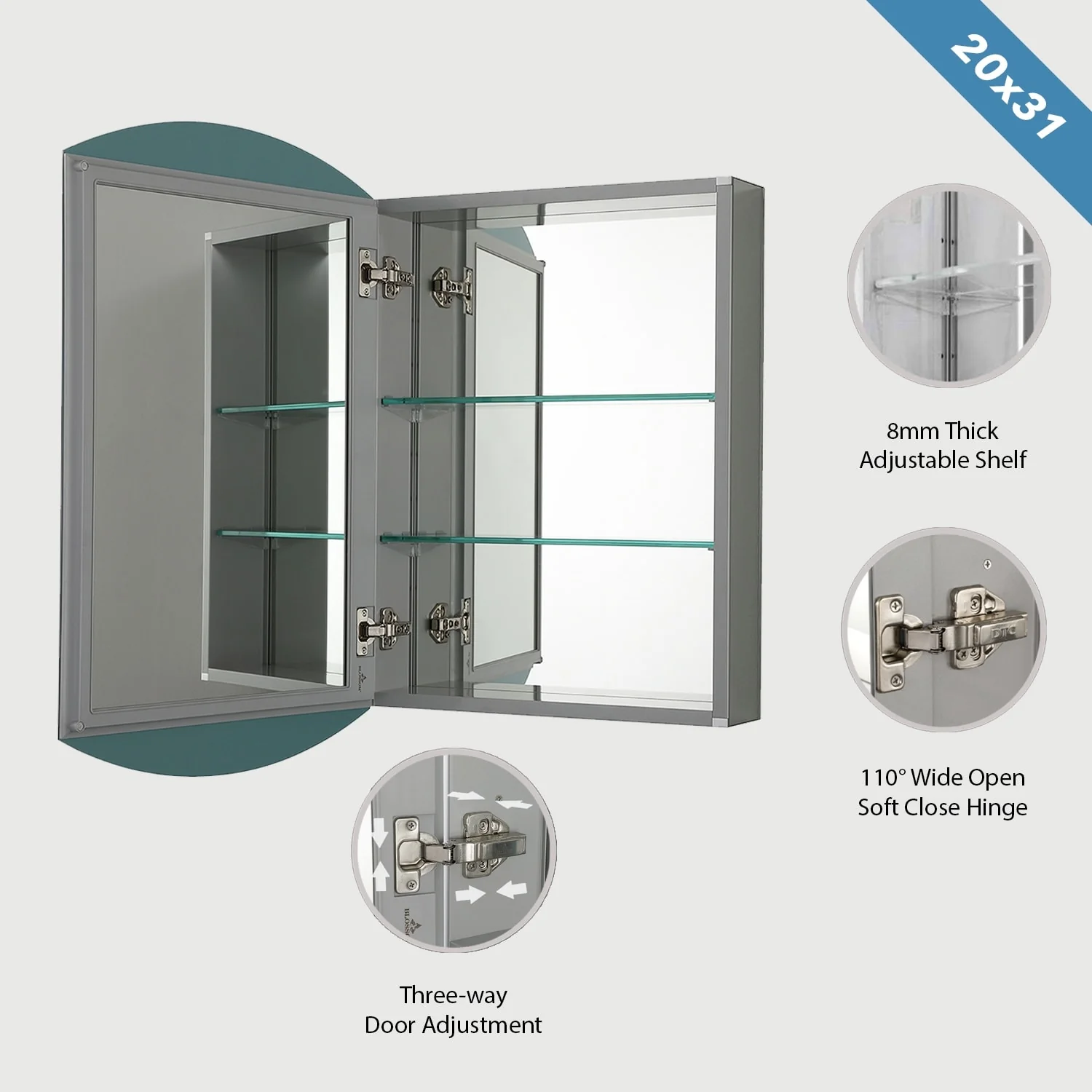 Frameless Aluminum Bathroom Mirror Medicine Cabinet