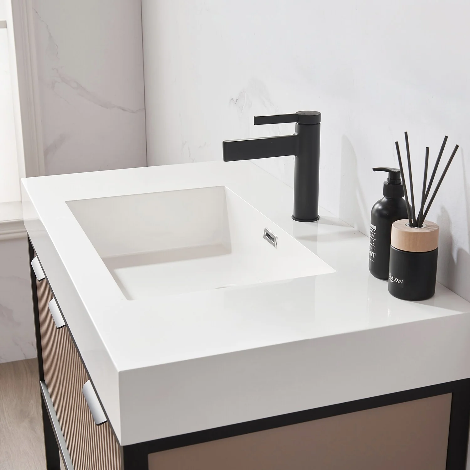 Marcilla 36 in. Single Sink Bath Vanity with Stone Sink Top