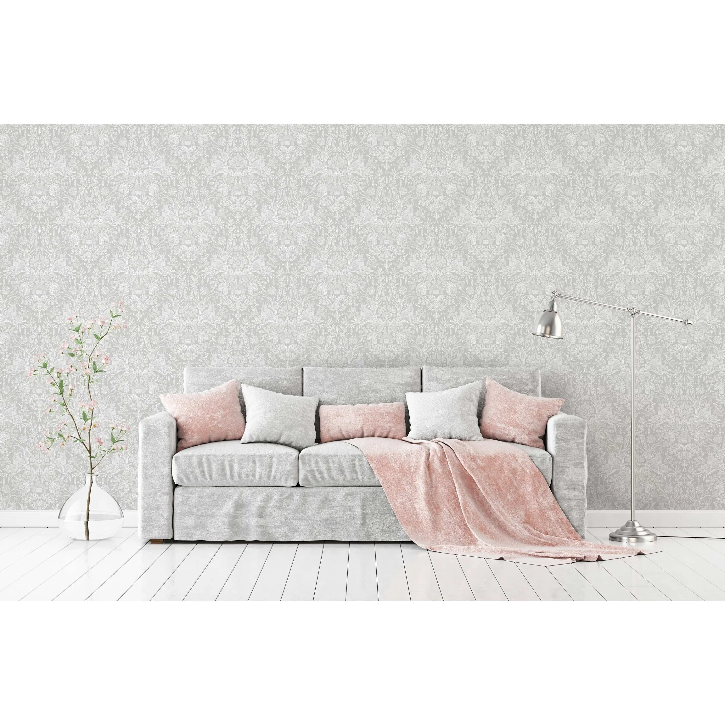 Woodland Damask Unpasted Wallpaper – 396in x 20.8in