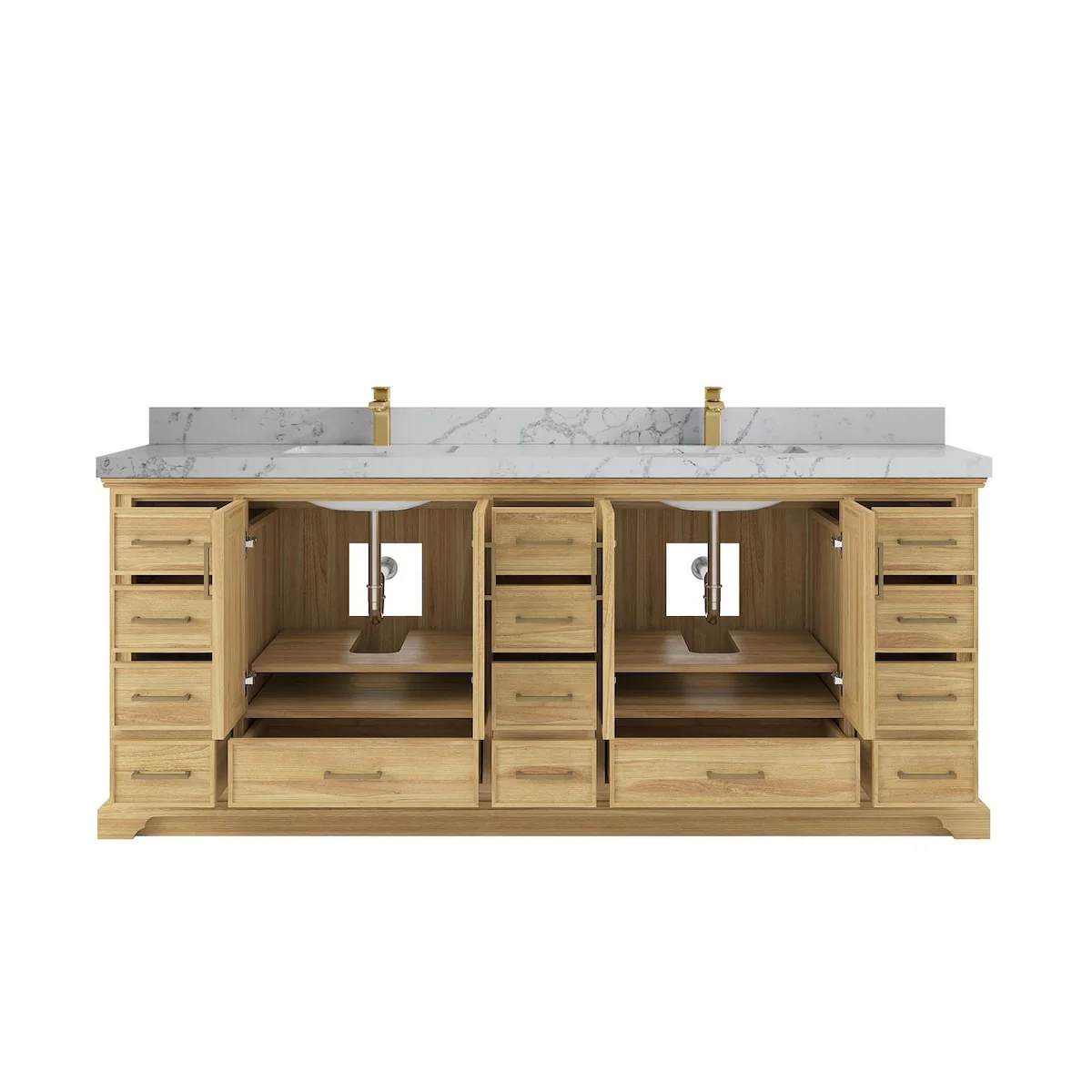 Willow Collections 84 in. W x 22 in. D Charlotte Teak Double Sink Bathroom Solid Teak Vanity with Countertop